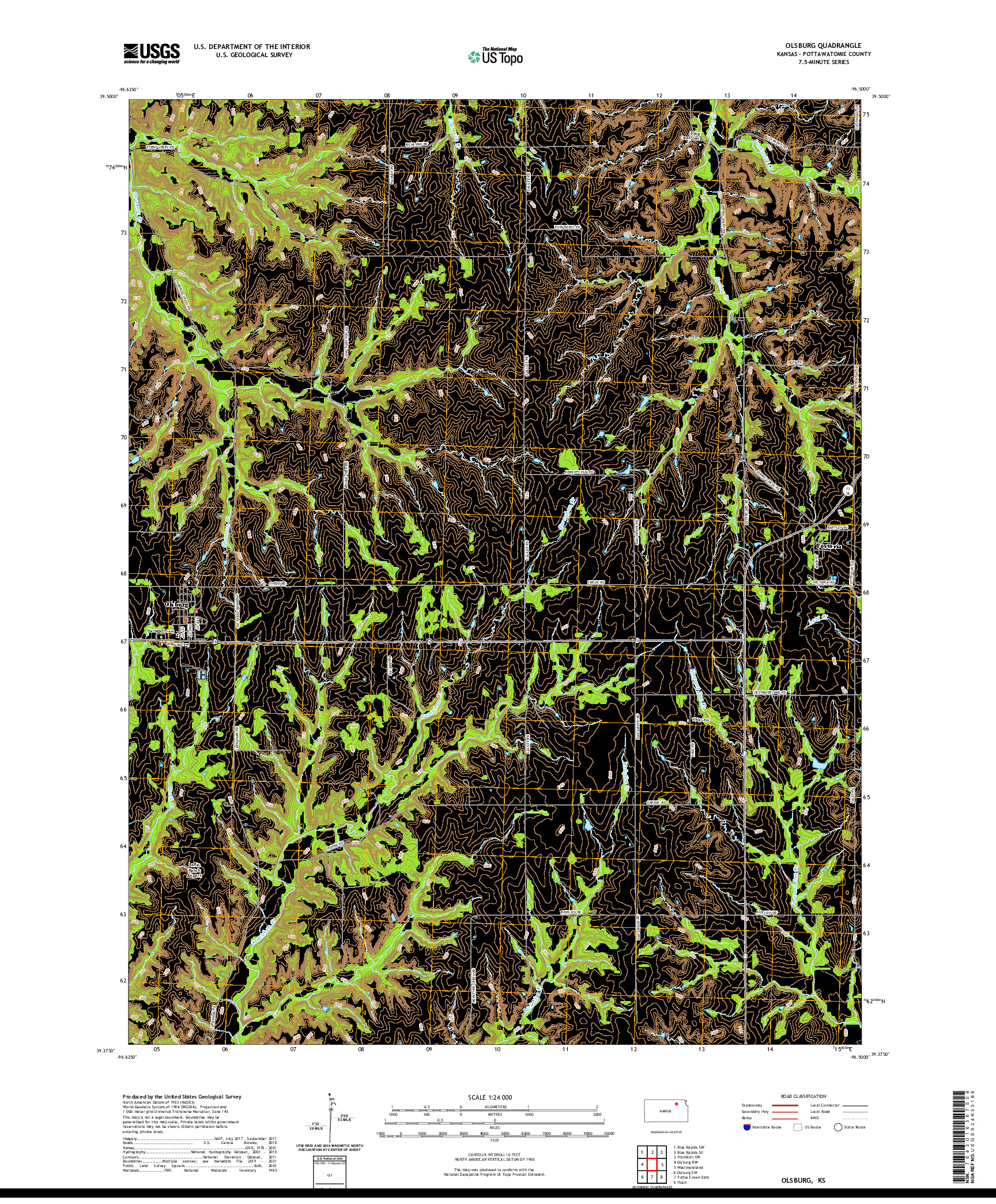 US TOPO 7.5-MINUTE MAP FOR OLSBURG, KS