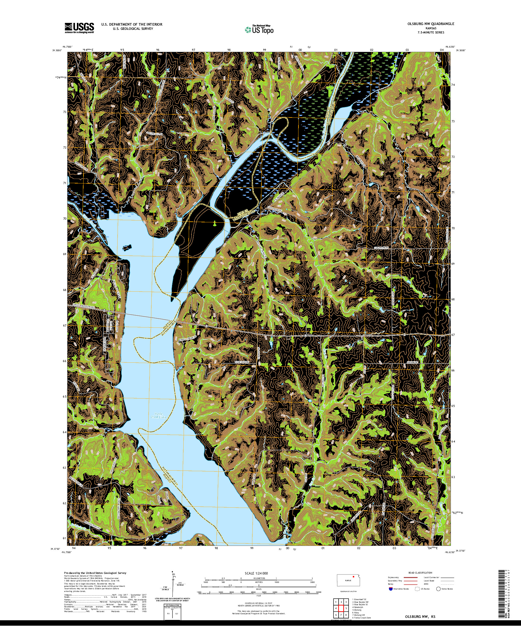 US TOPO 7.5-MINUTE MAP FOR OLSBURG NW, KS