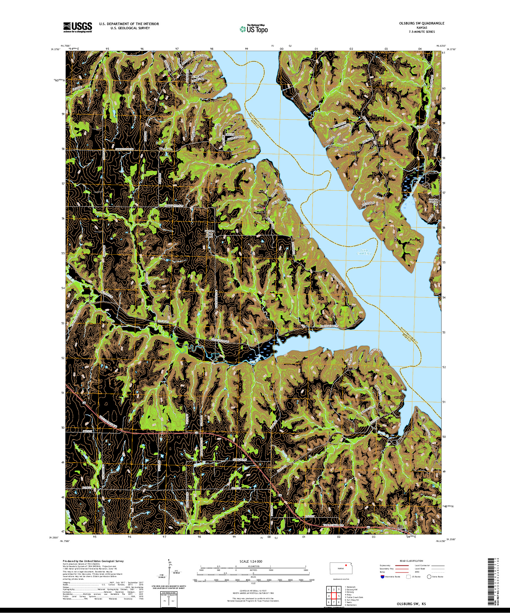 US TOPO 7.5-MINUTE MAP FOR OLSBURG SW, KS