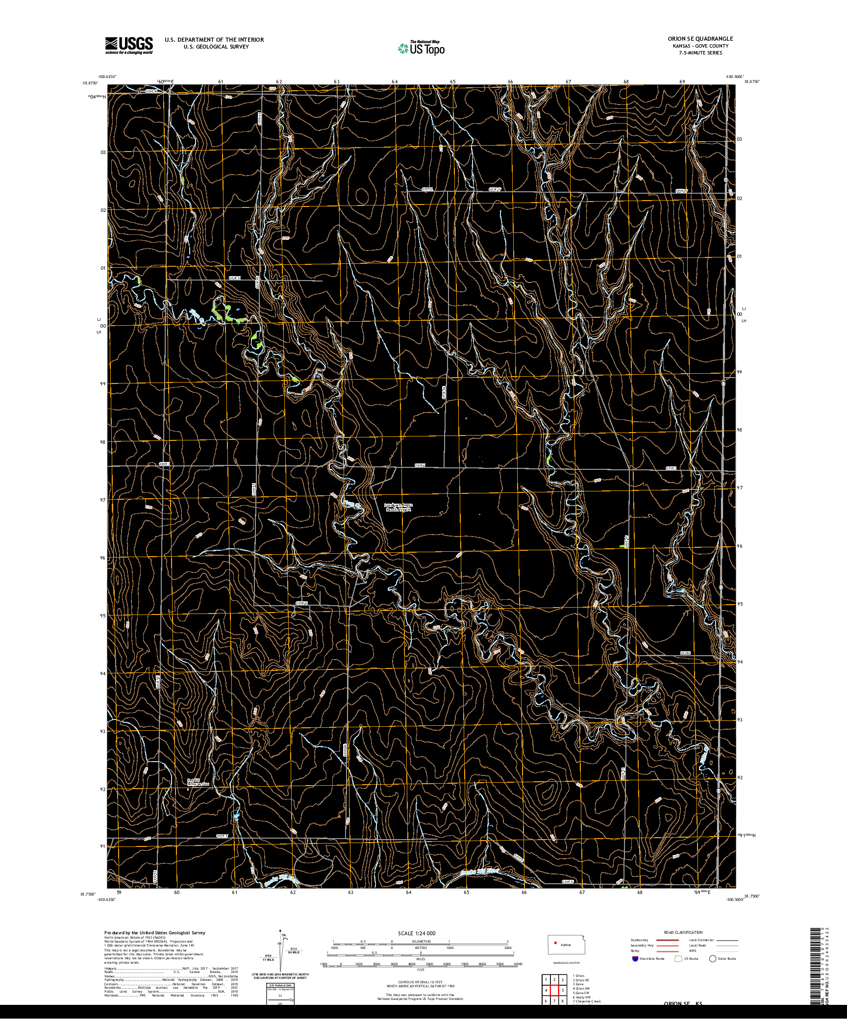 US TOPO 7.5-MINUTE MAP FOR ORION SE, KS