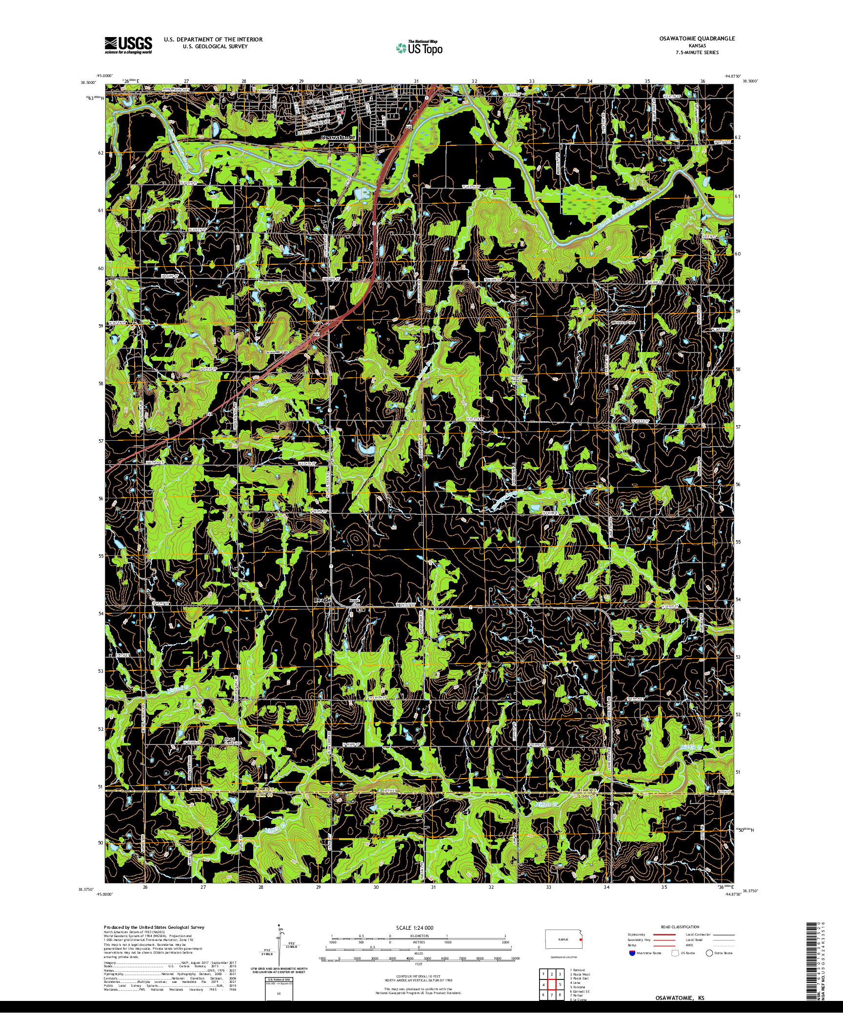 US TOPO 7.5-MINUTE MAP FOR OSAWATOMIE, KS