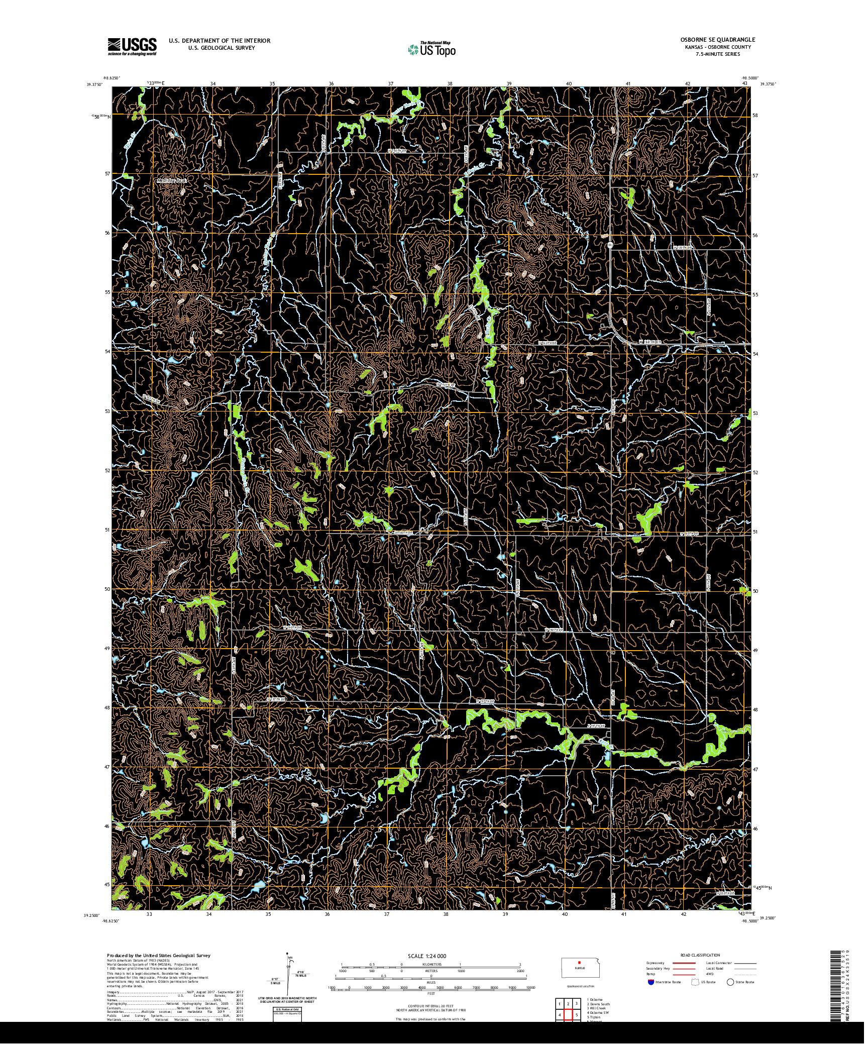 US TOPO 7.5-MINUTE MAP FOR OSBORNE SE, KS