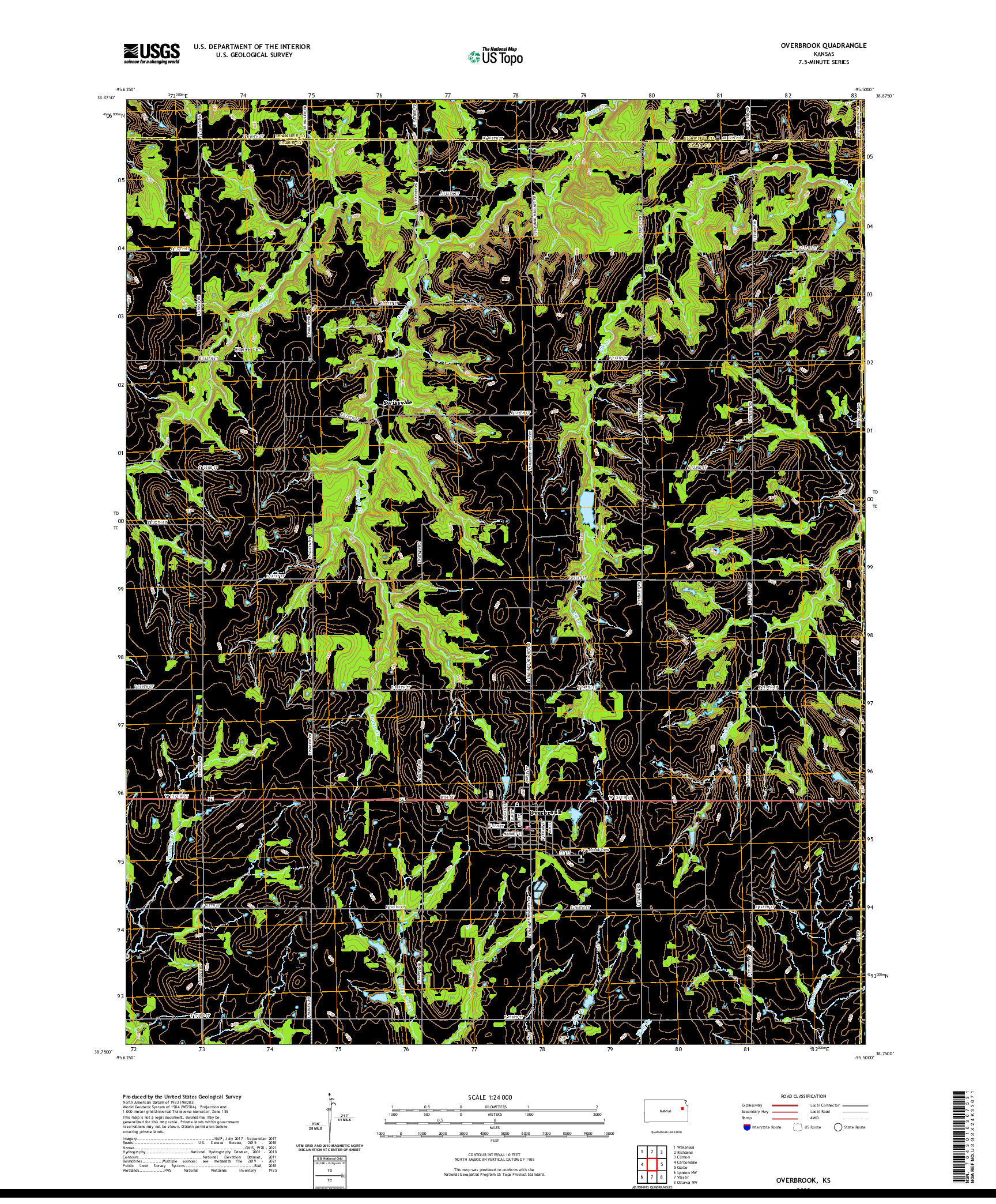 US TOPO 7.5-MINUTE MAP FOR OVERBROOK, KS