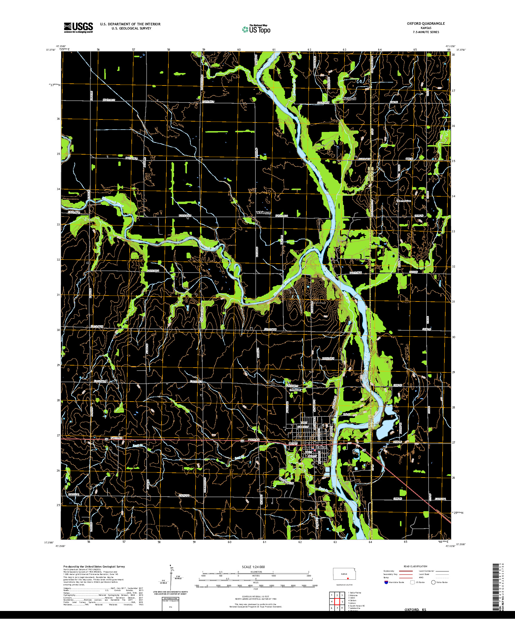 US TOPO 7.5-MINUTE MAP FOR OXFORD, KS