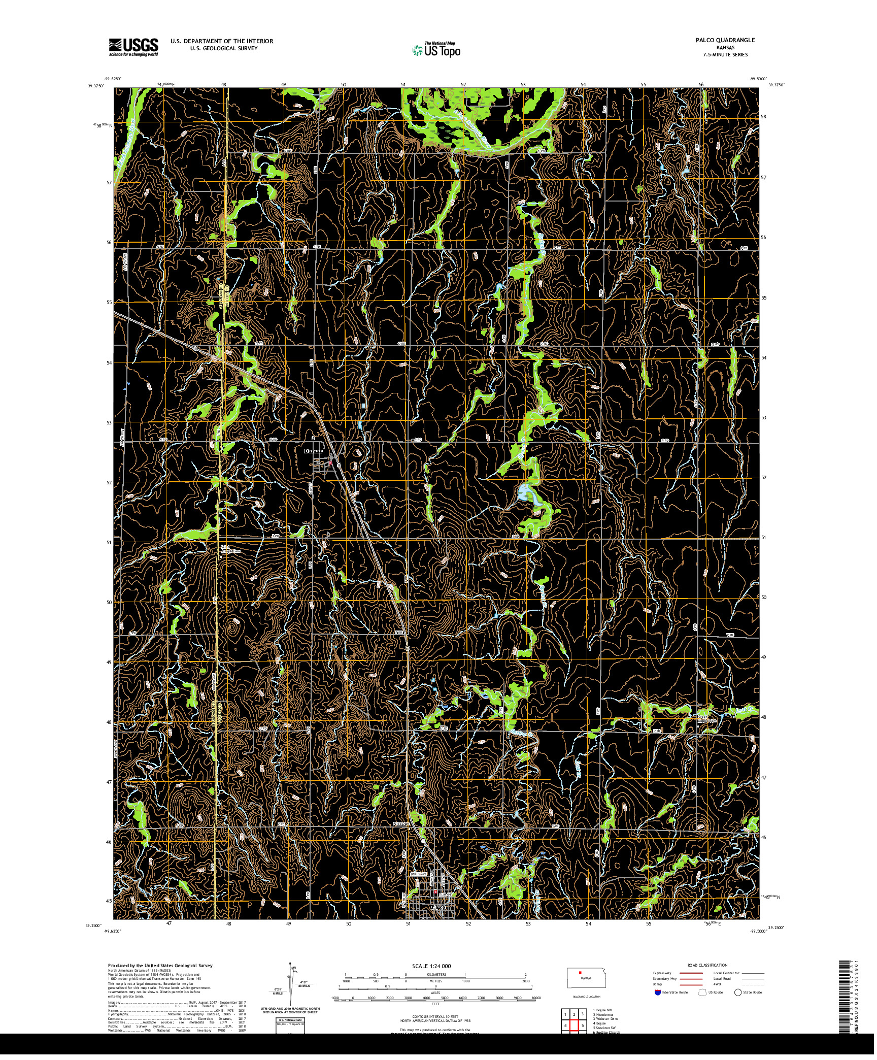 US TOPO 7.5-MINUTE MAP FOR PALCO, KS