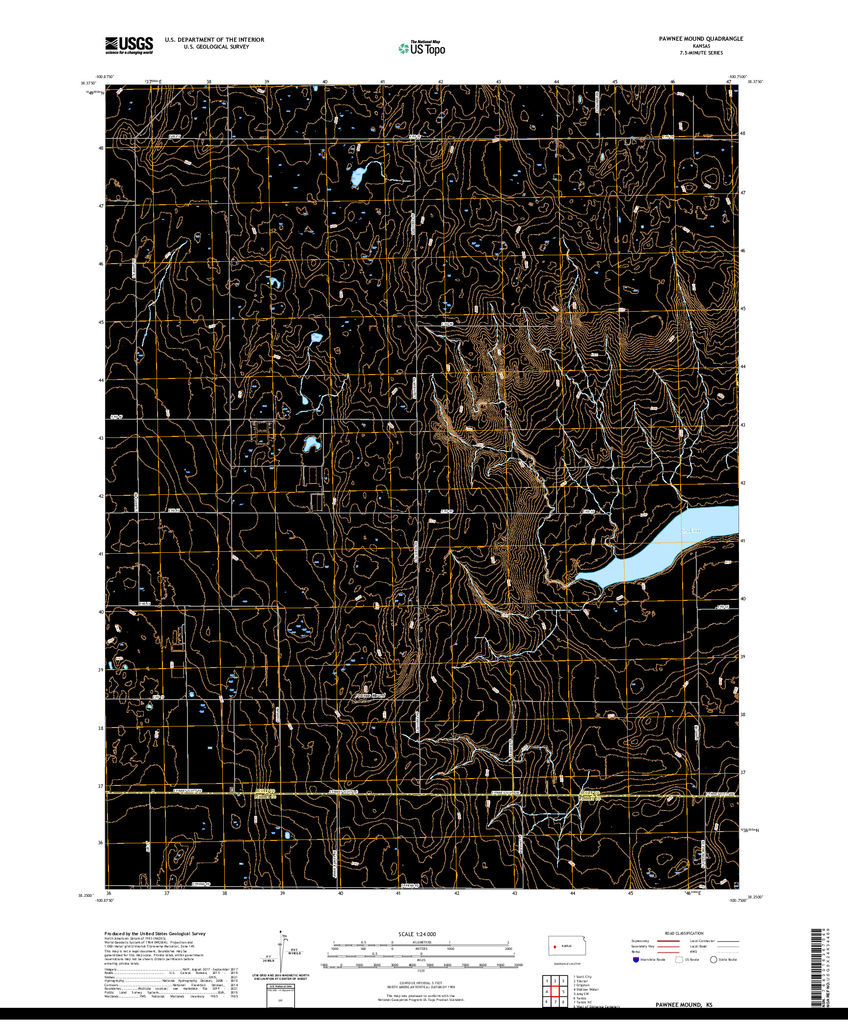 US TOPO 7.5-MINUTE MAP FOR PAWNEE MOUND, KS