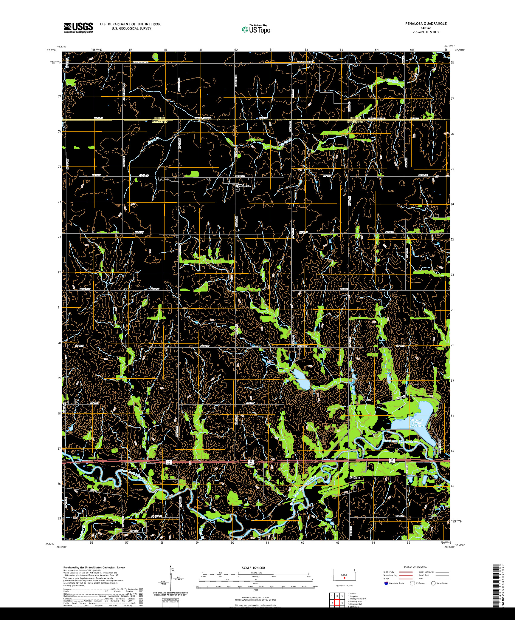 US TOPO 7.5-MINUTE MAP FOR PENALOSA, KS