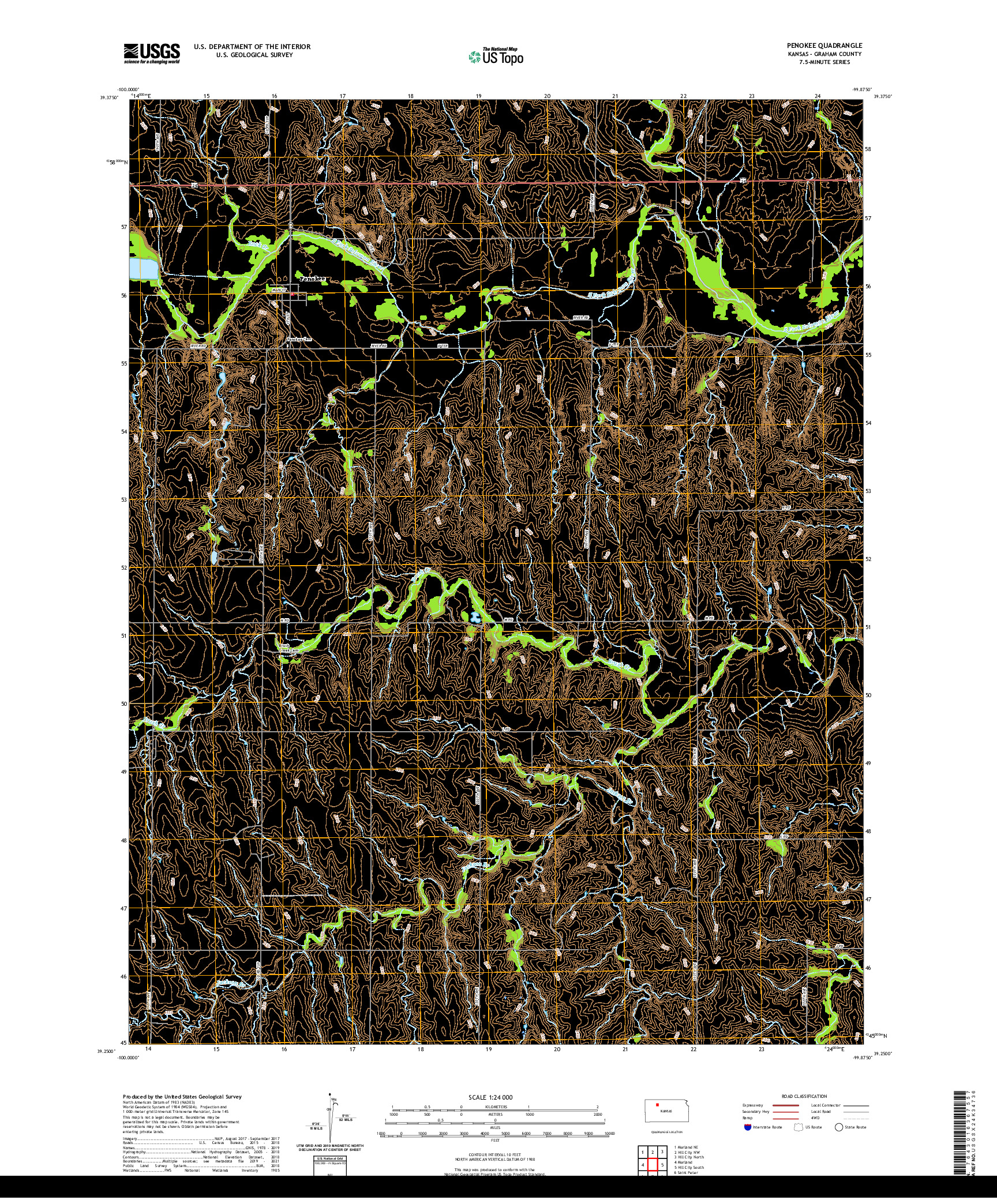 US TOPO 7.5-MINUTE MAP FOR PENOKEE, KS