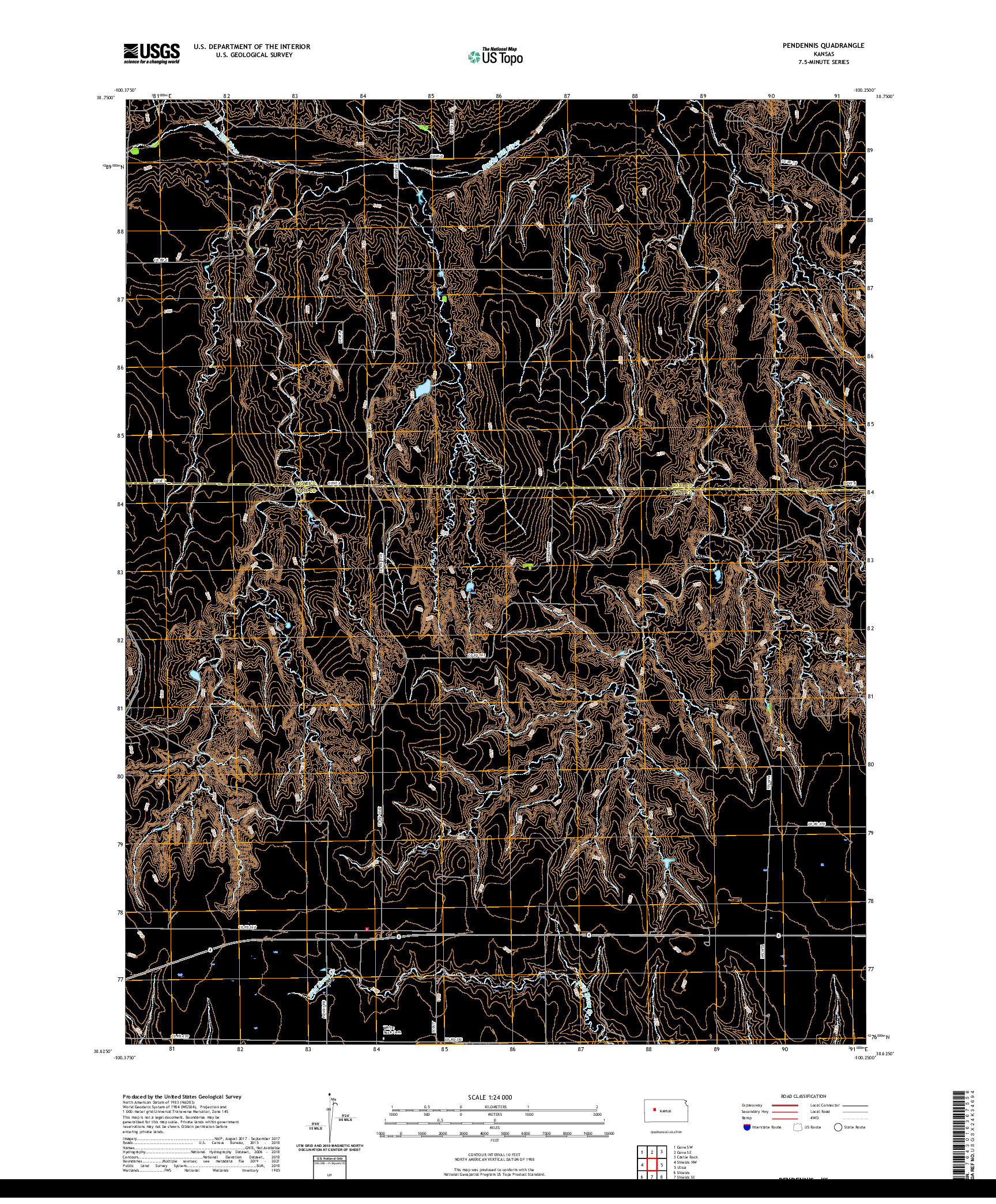 US TOPO 7.5-MINUTE MAP FOR PENDENNIS, KS