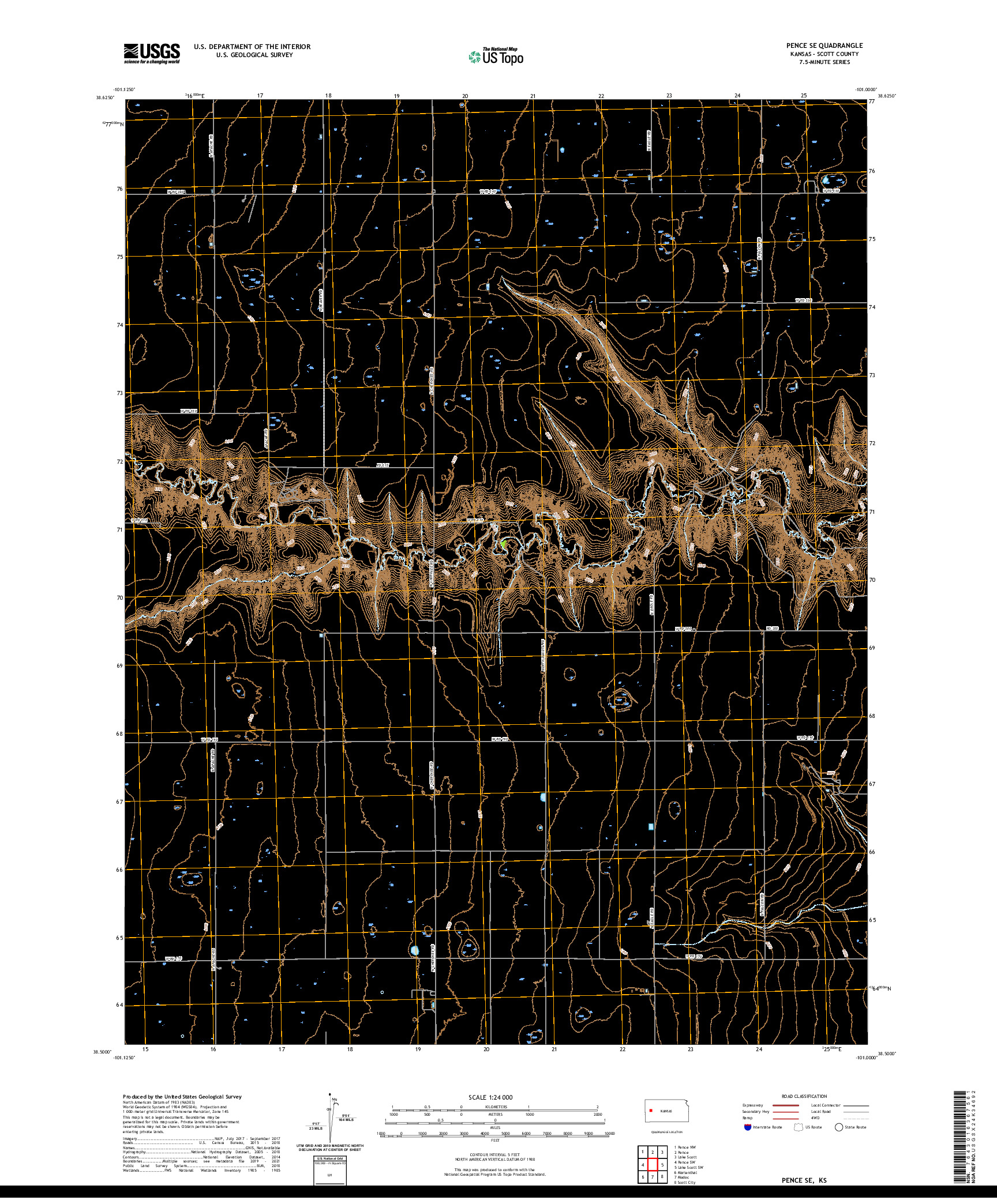 US TOPO 7.5-MINUTE MAP FOR PENCE SE, KS