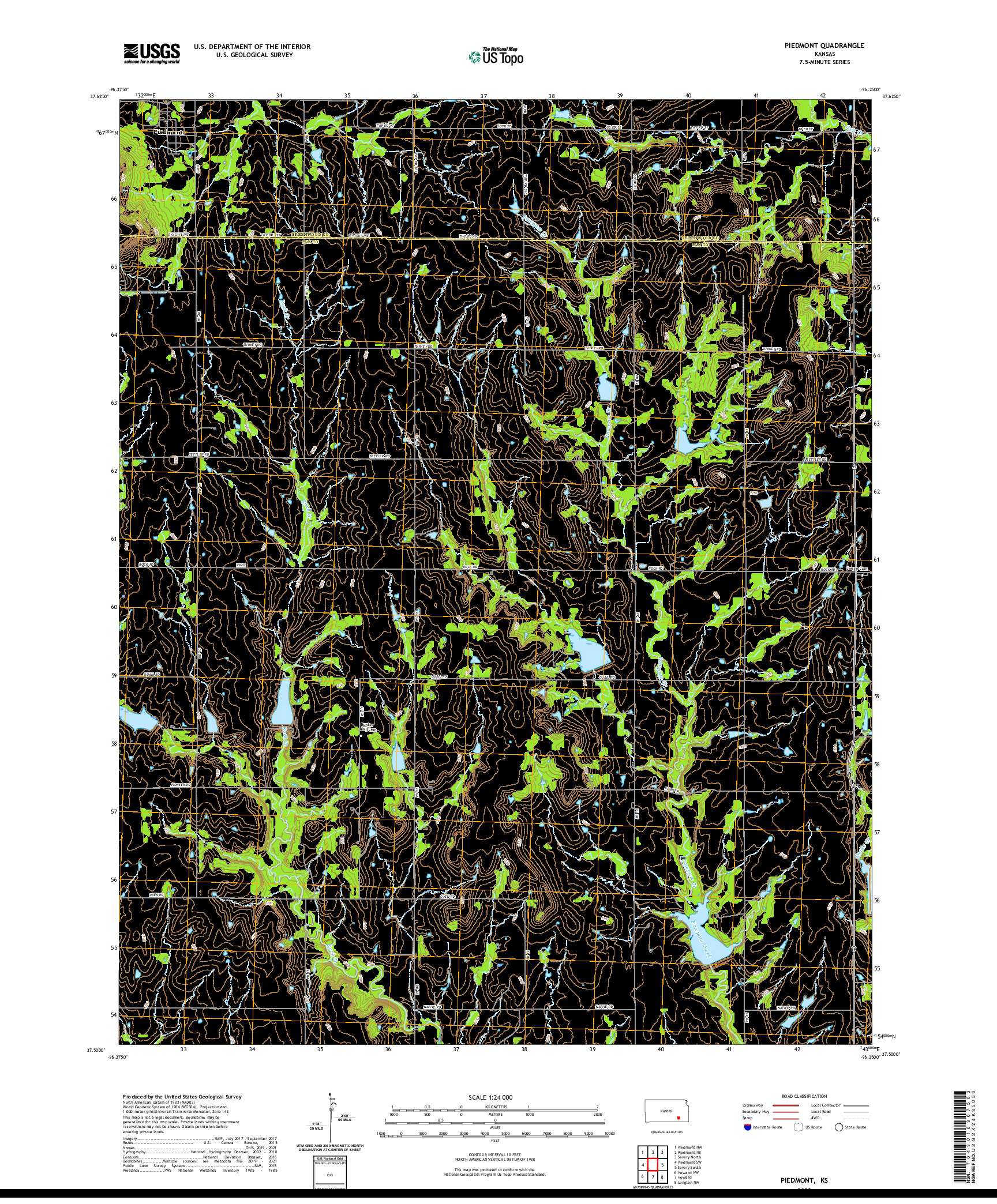 US TOPO 7.5-MINUTE MAP FOR PIEDMONT, KS