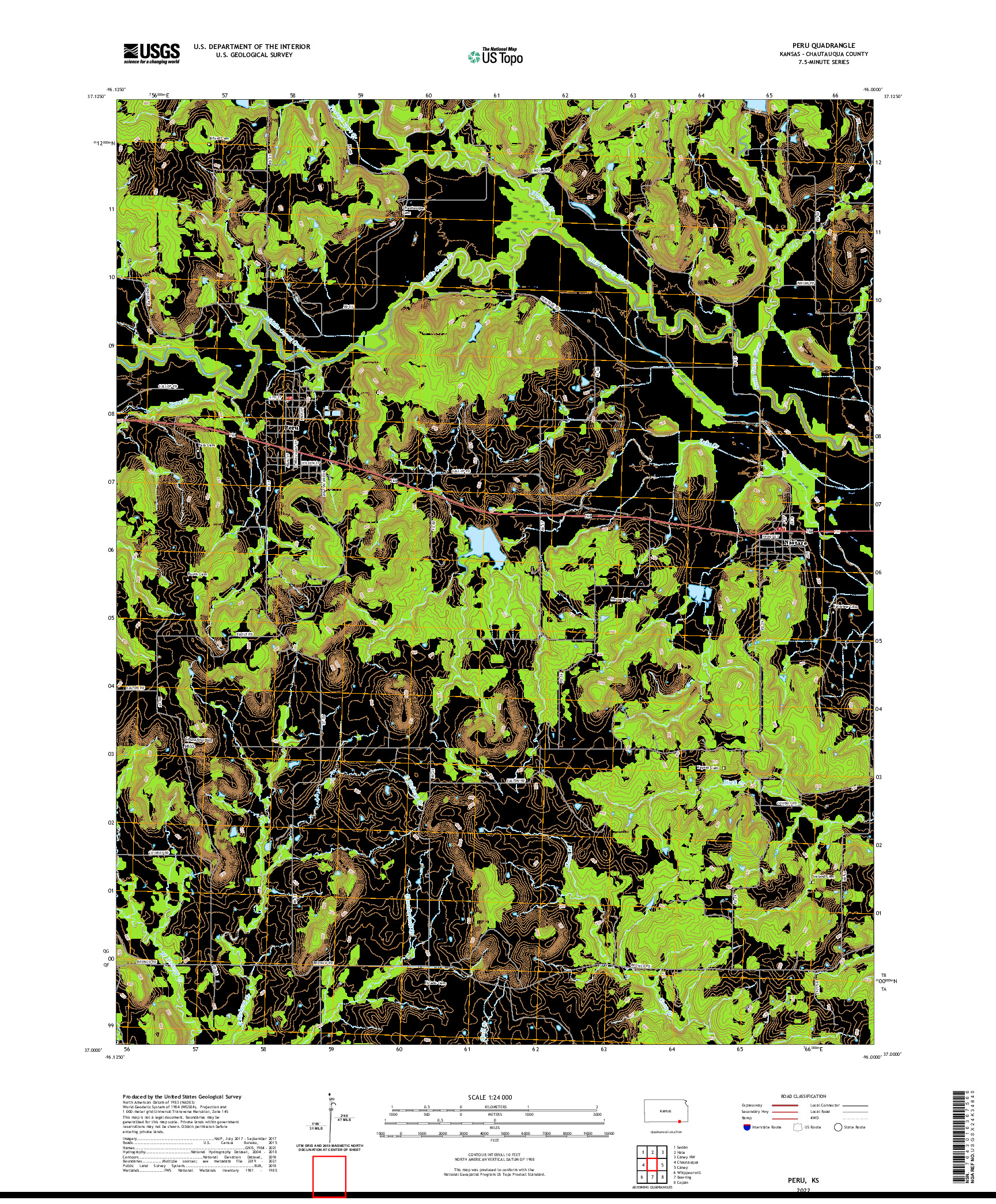 US TOPO 7.5-MINUTE MAP FOR PERU, KS