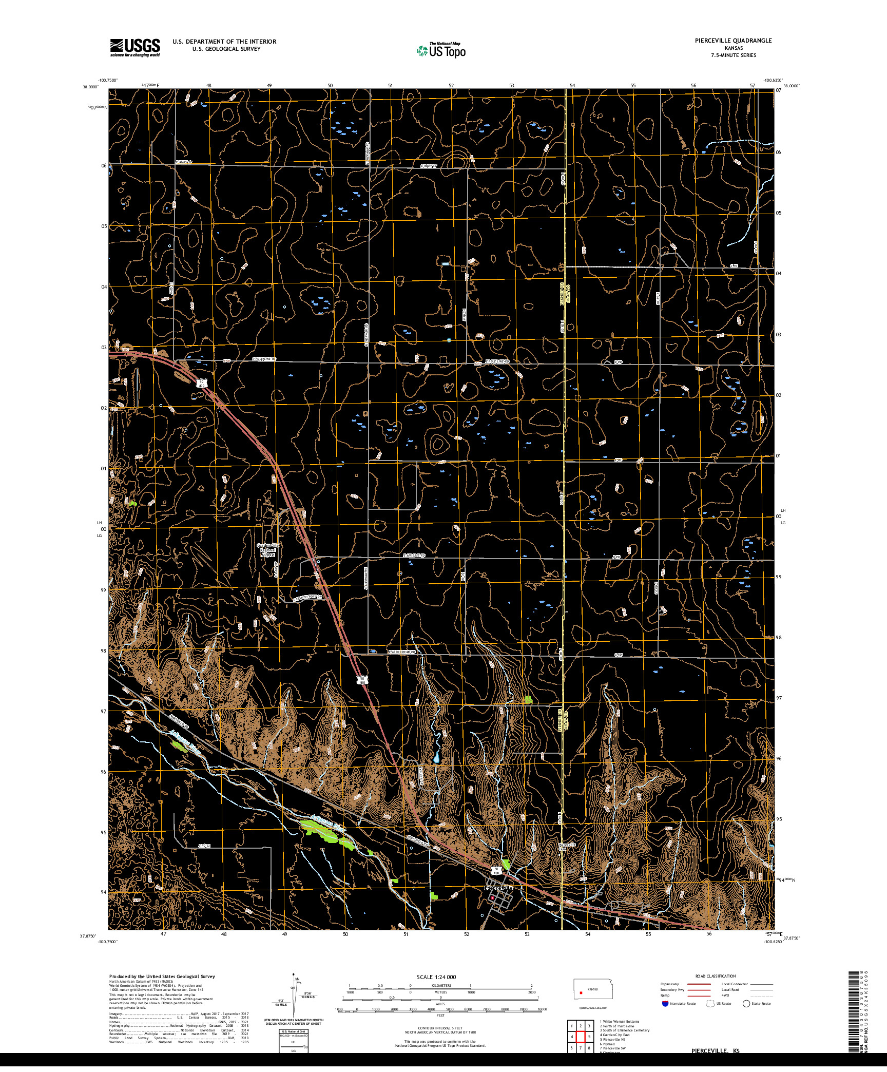 US TOPO 7.5-MINUTE MAP FOR PIERCEVILLE, KS