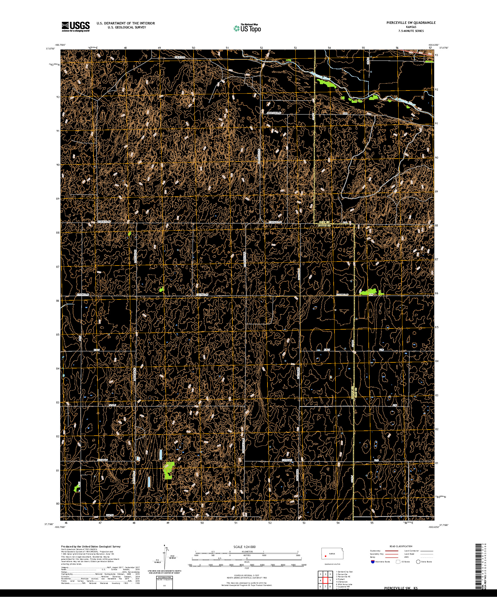 US TOPO 7.5-MINUTE MAP FOR PIERCEVILLE SW, KS