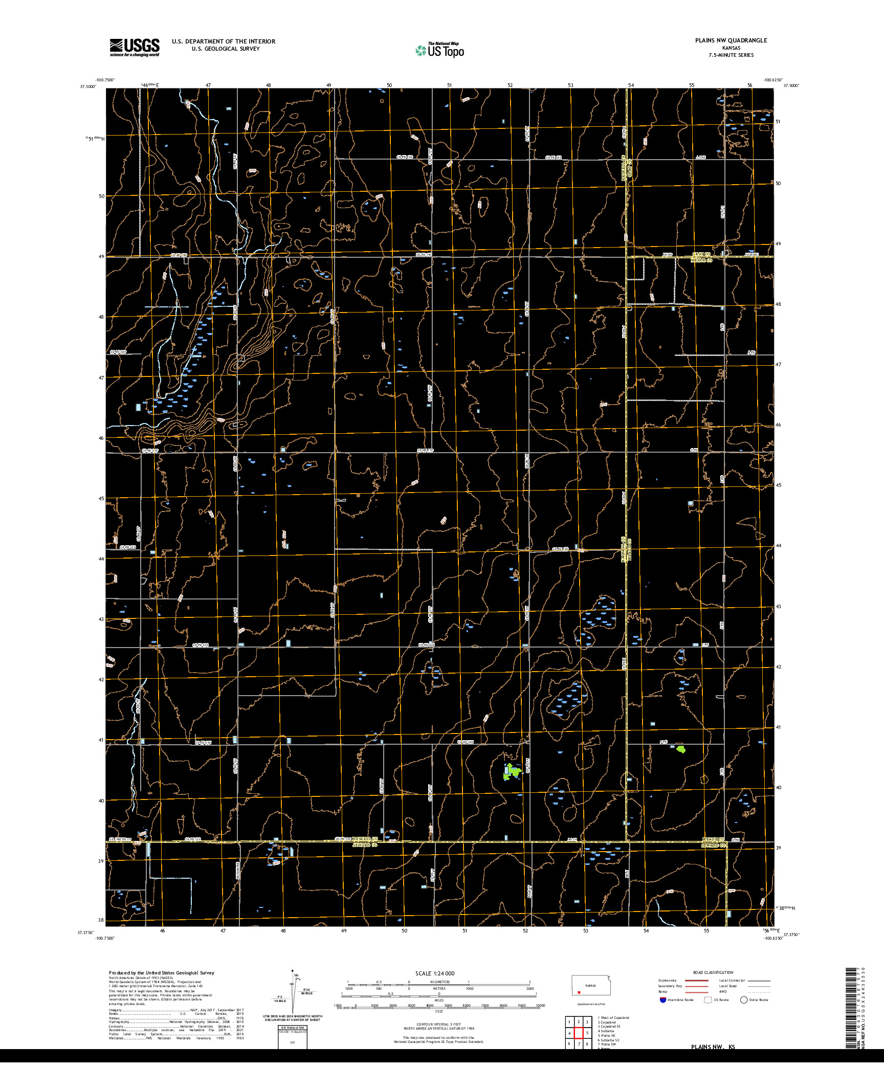 US TOPO 7.5-MINUTE MAP FOR PLAINS NW, KS