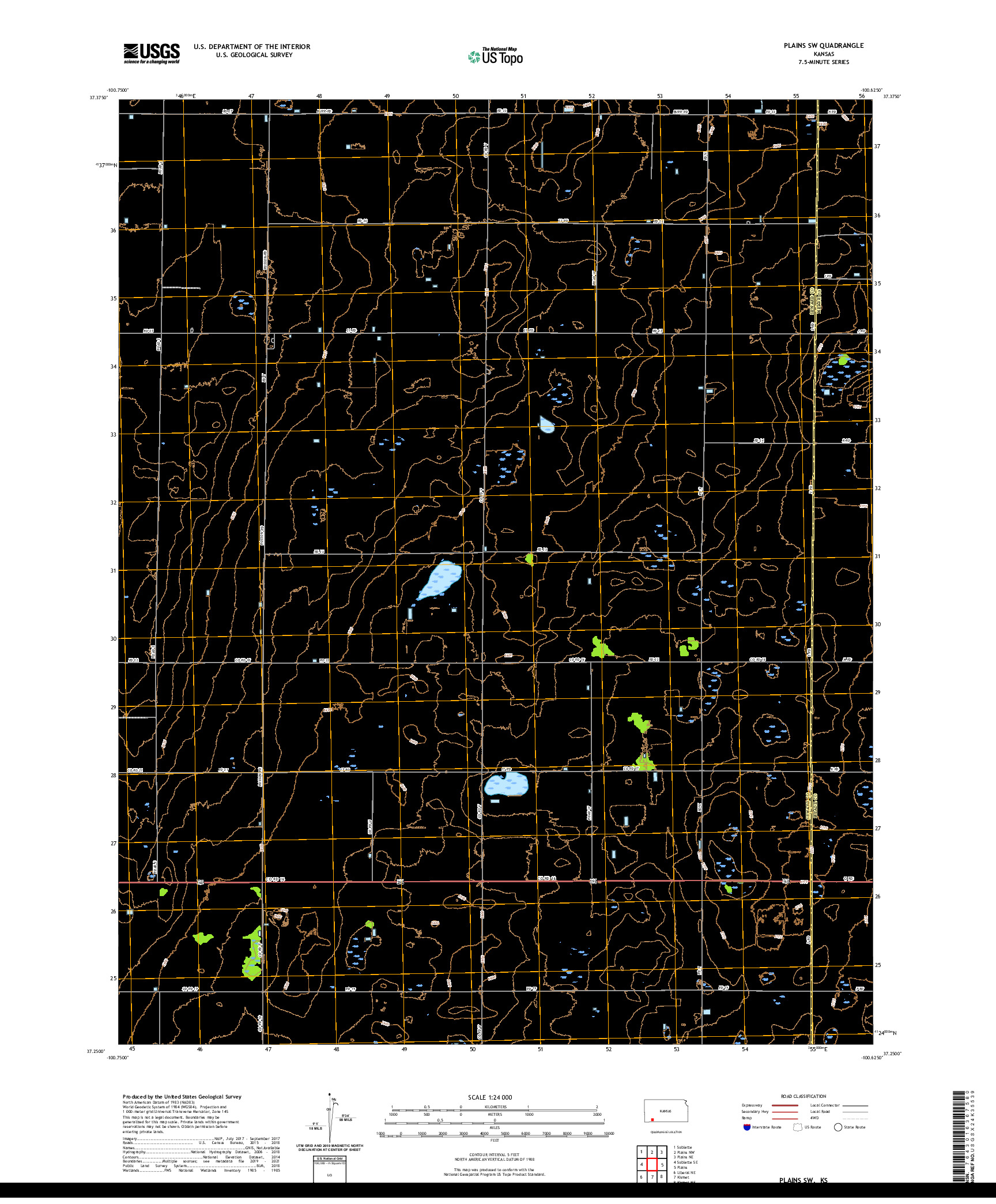 US TOPO 7.5-MINUTE MAP FOR PLAINS SW, KS