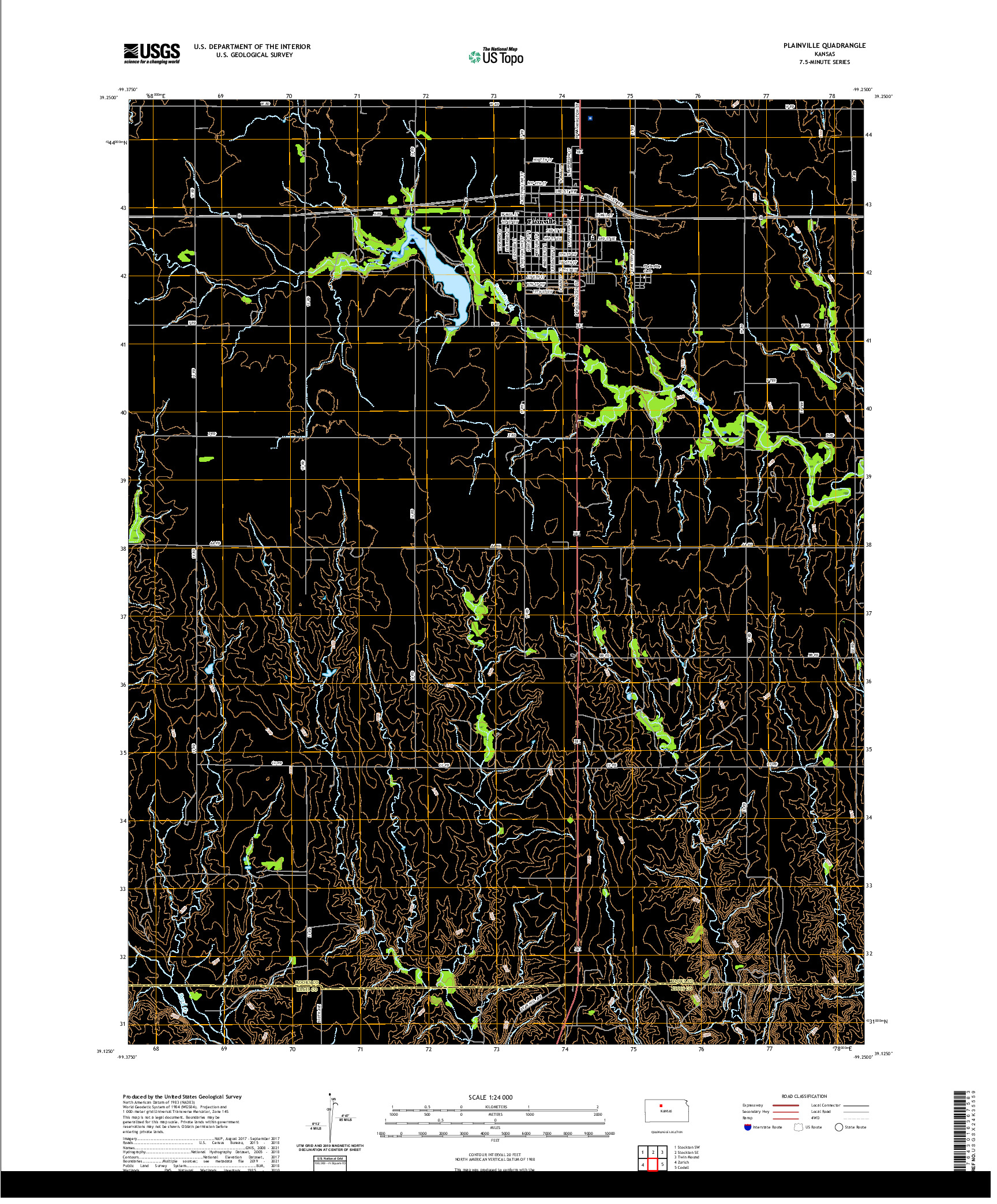 US TOPO 7.5-MINUTE MAP FOR PLAINVILLE, KS