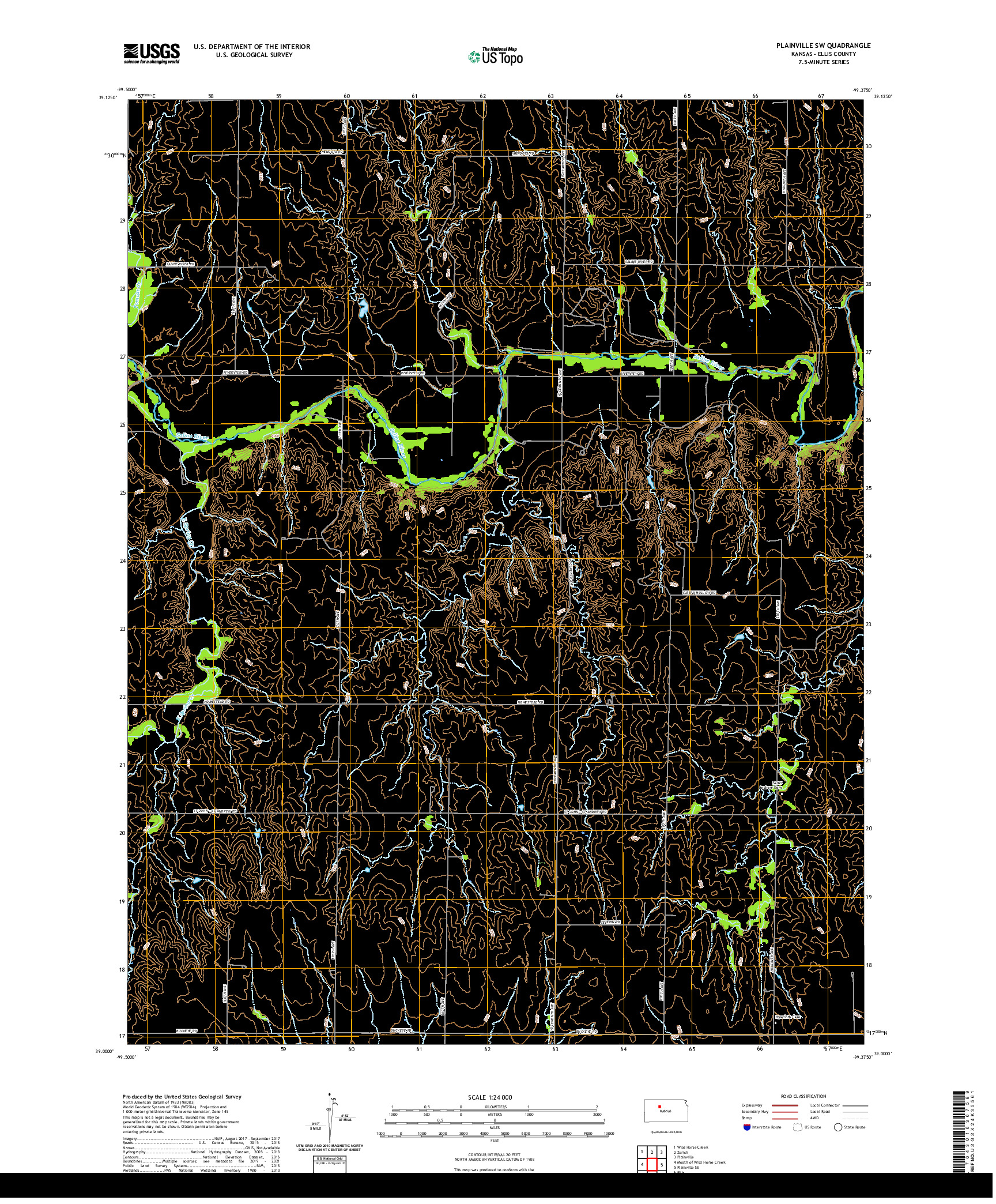 US TOPO 7.5-MINUTE MAP FOR PLAINVILLE SW, KS