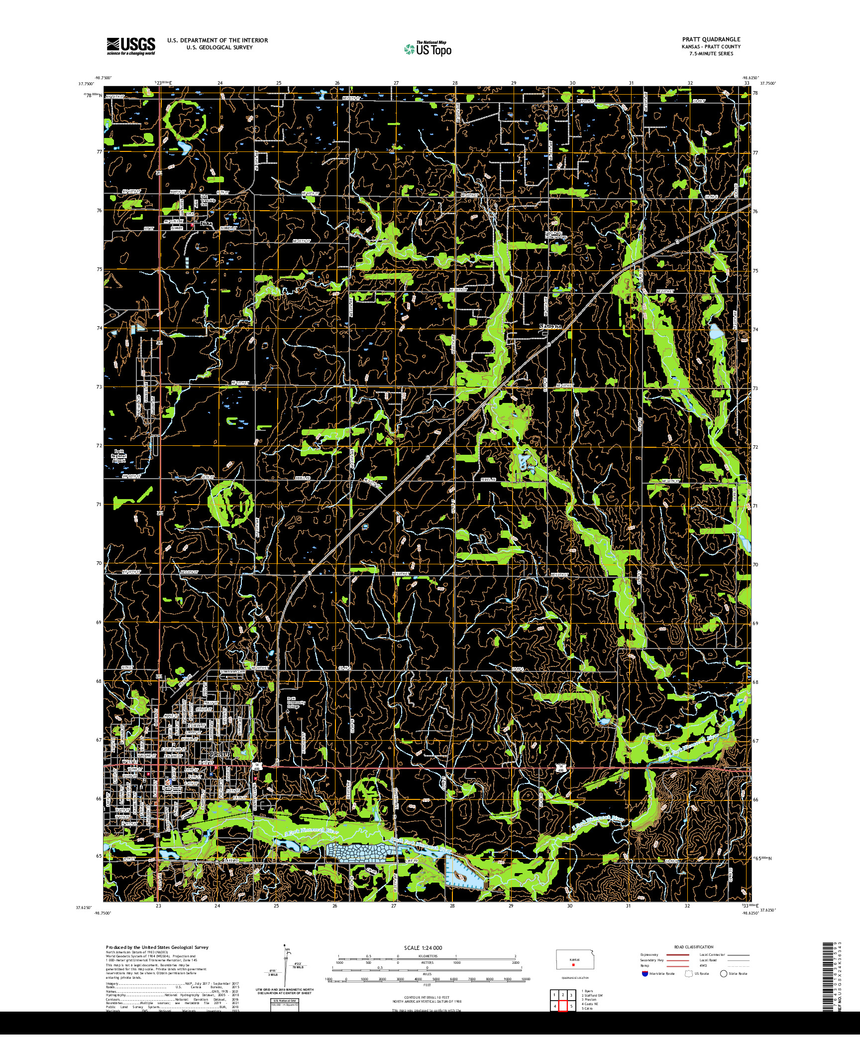 US TOPO 7.5-MINUTE MAP FOR PRATT, KS