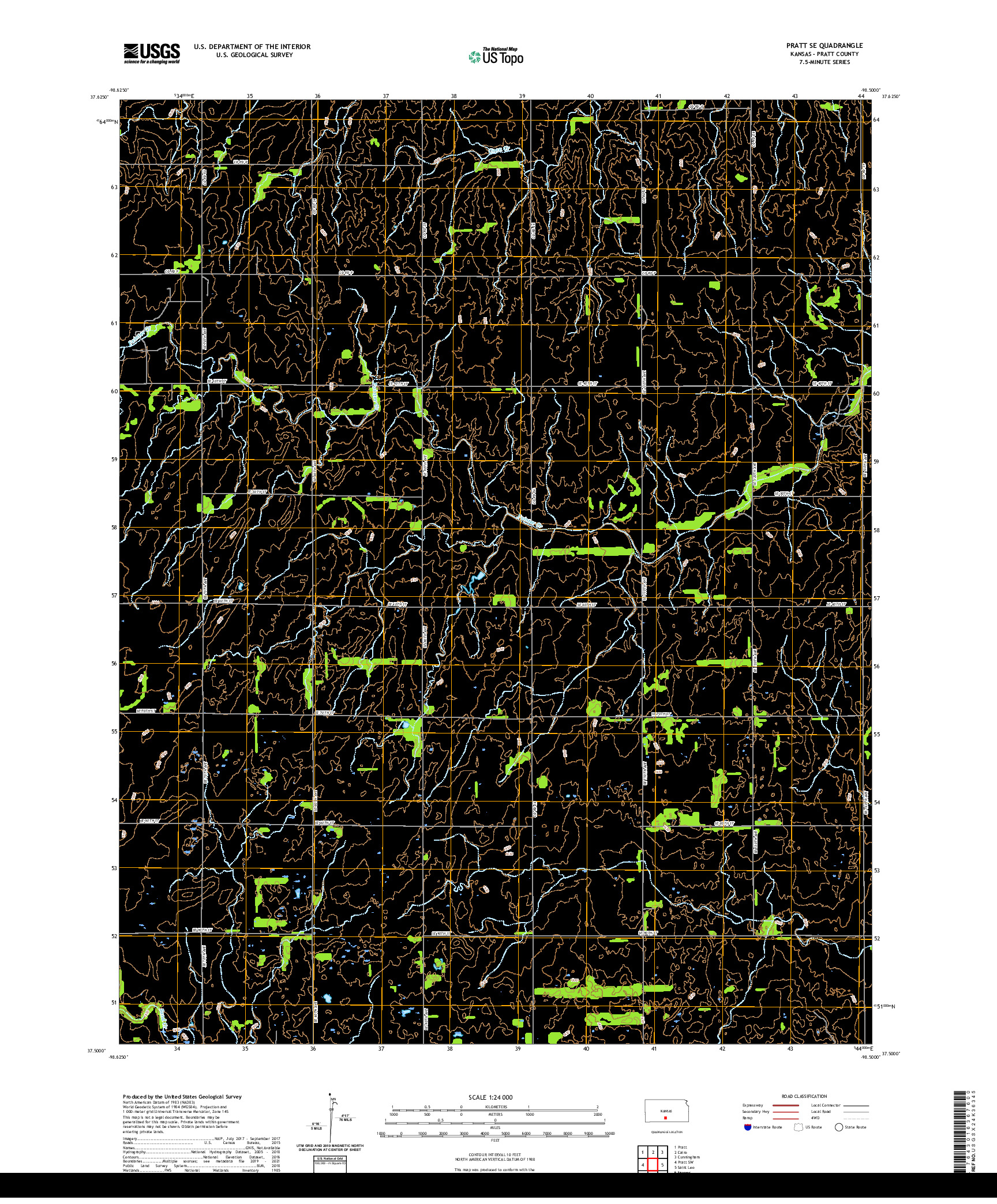 US TOPO 7.5-MINUTE MAP FOR PRATT SE, KS