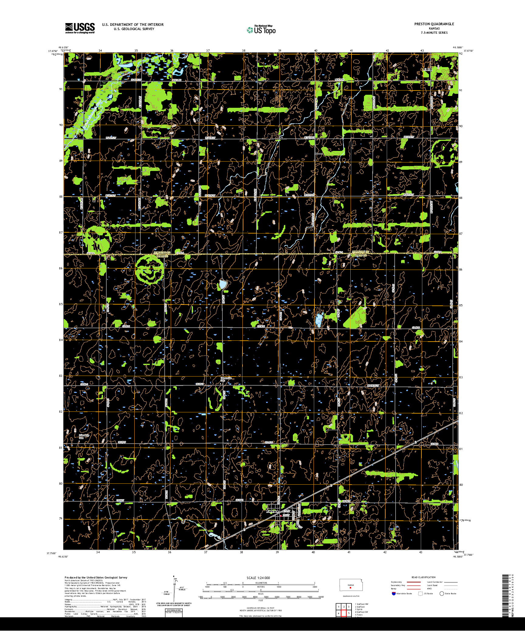 US TOPO 7.5-MINUTE MAP FOR PRESTON, KS