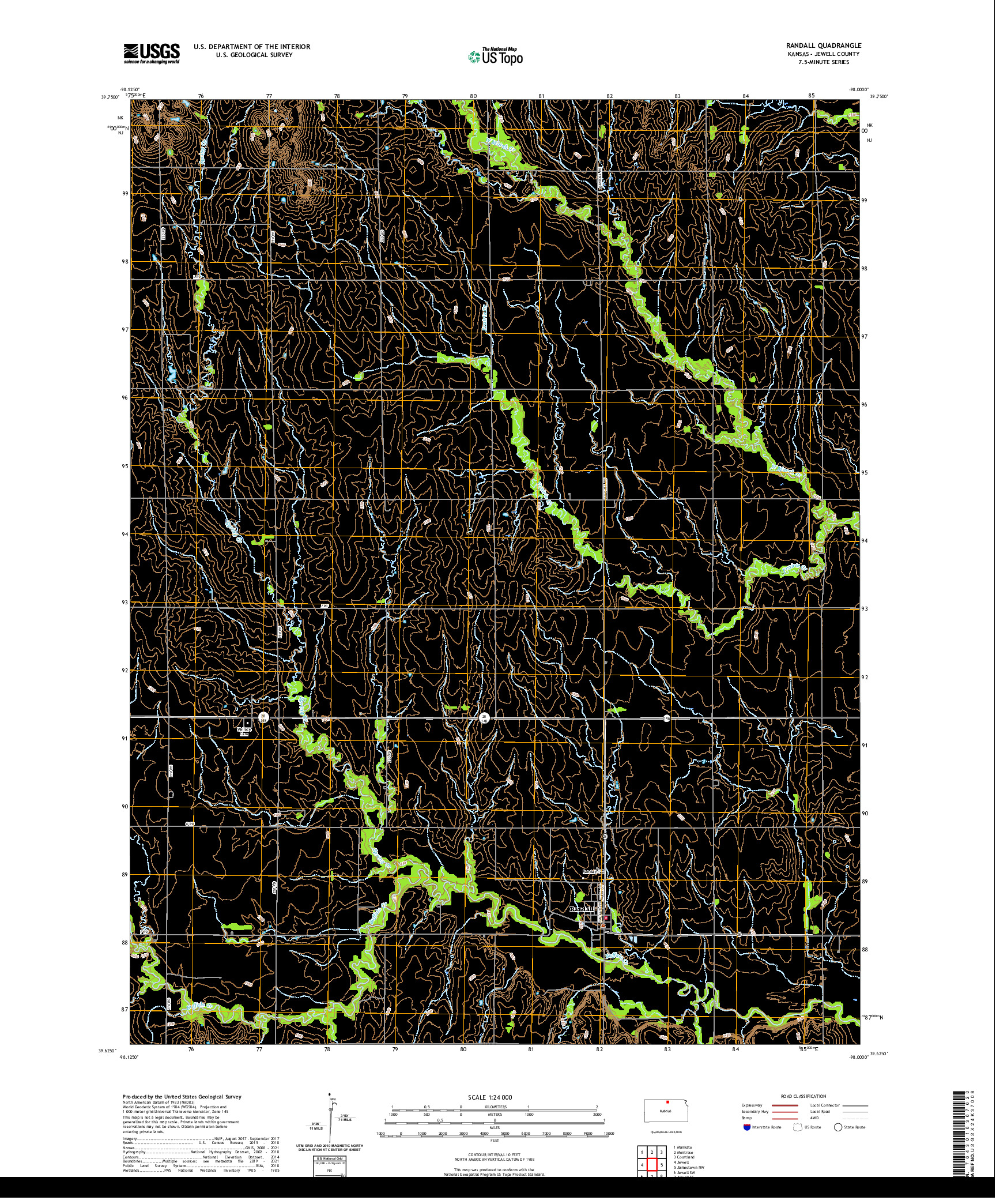 US TOPO 7.5-MINUTE MAP FOR RANDALL, KS