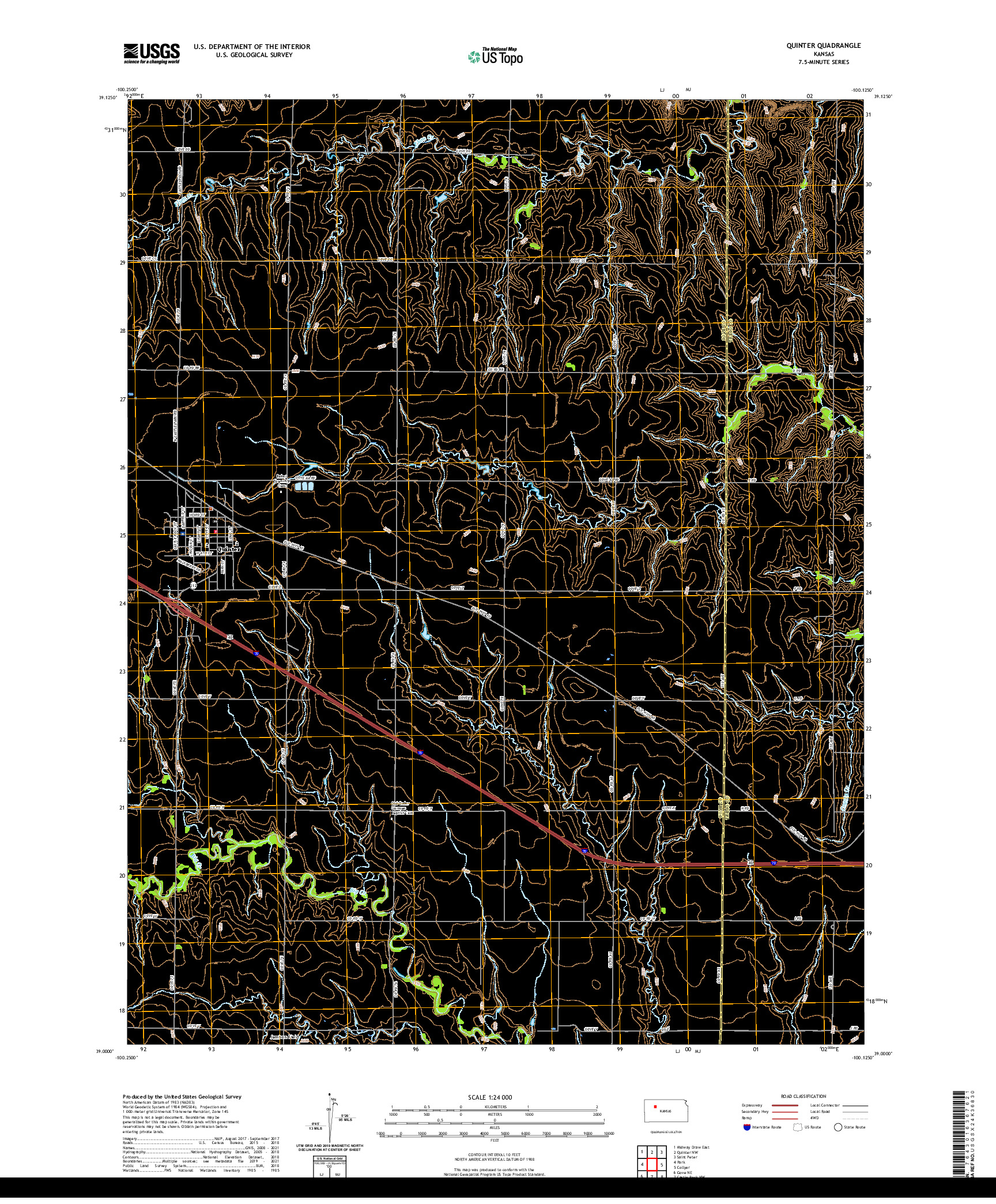 US TOPO 7.5-MINUTE MAP FOR QUINTER, KS