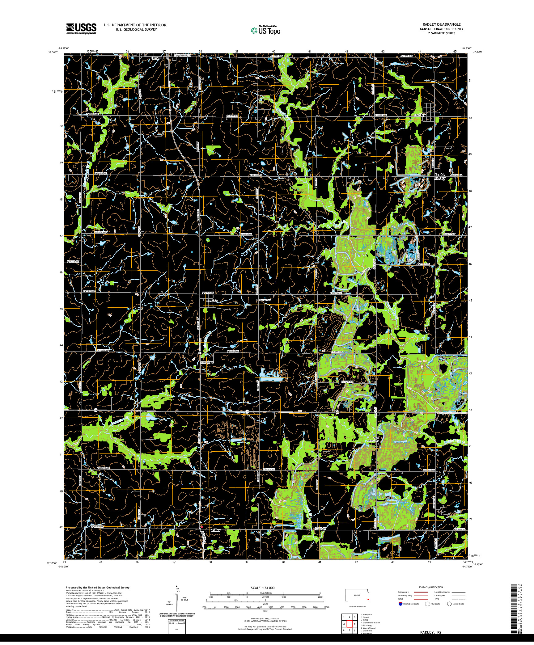 US TOPO 7.5-MINUTE MAP FOR RADLEY, KS