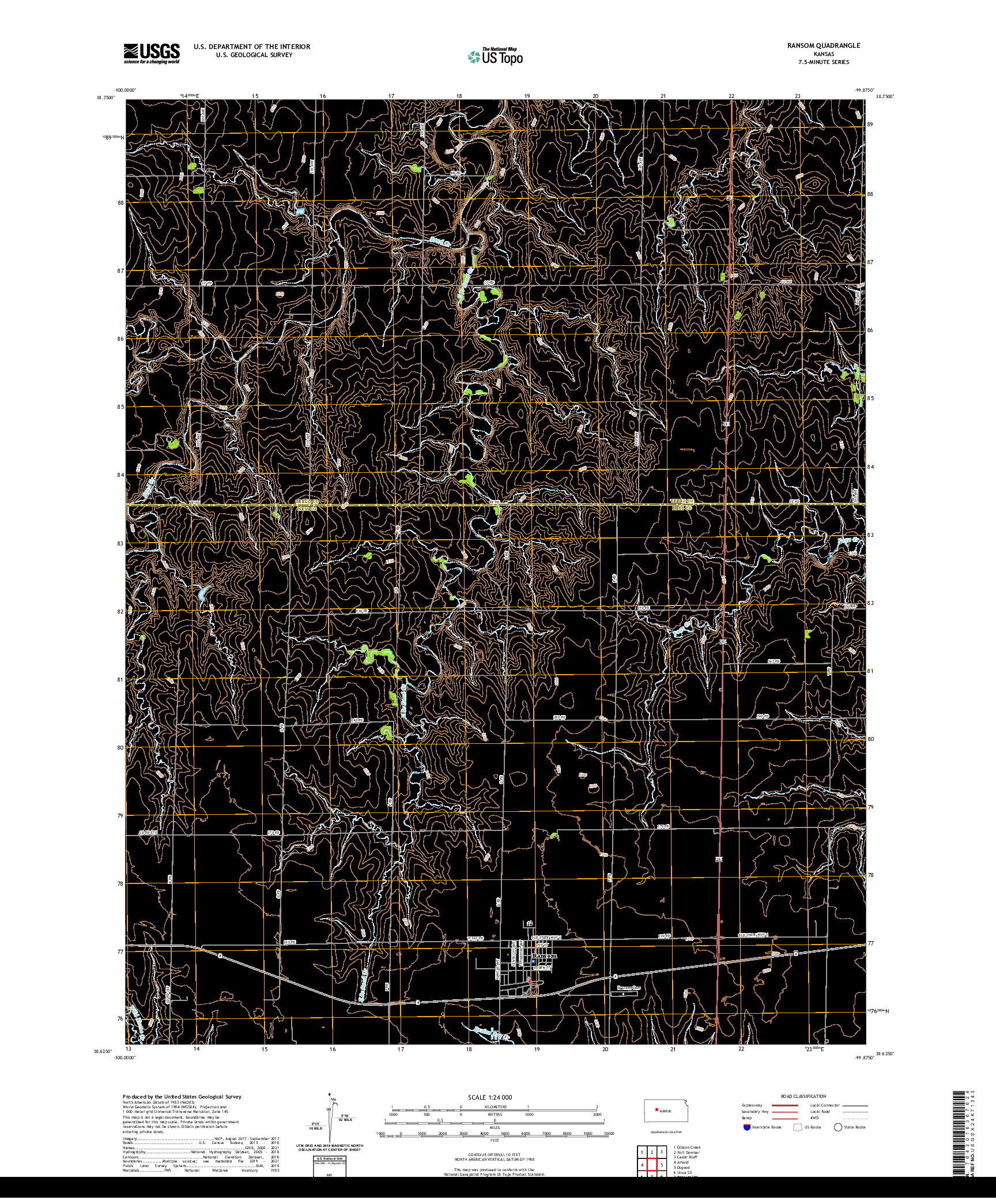 US TOPO 7.5-MINUTE MAP FOR RANSOM, KS