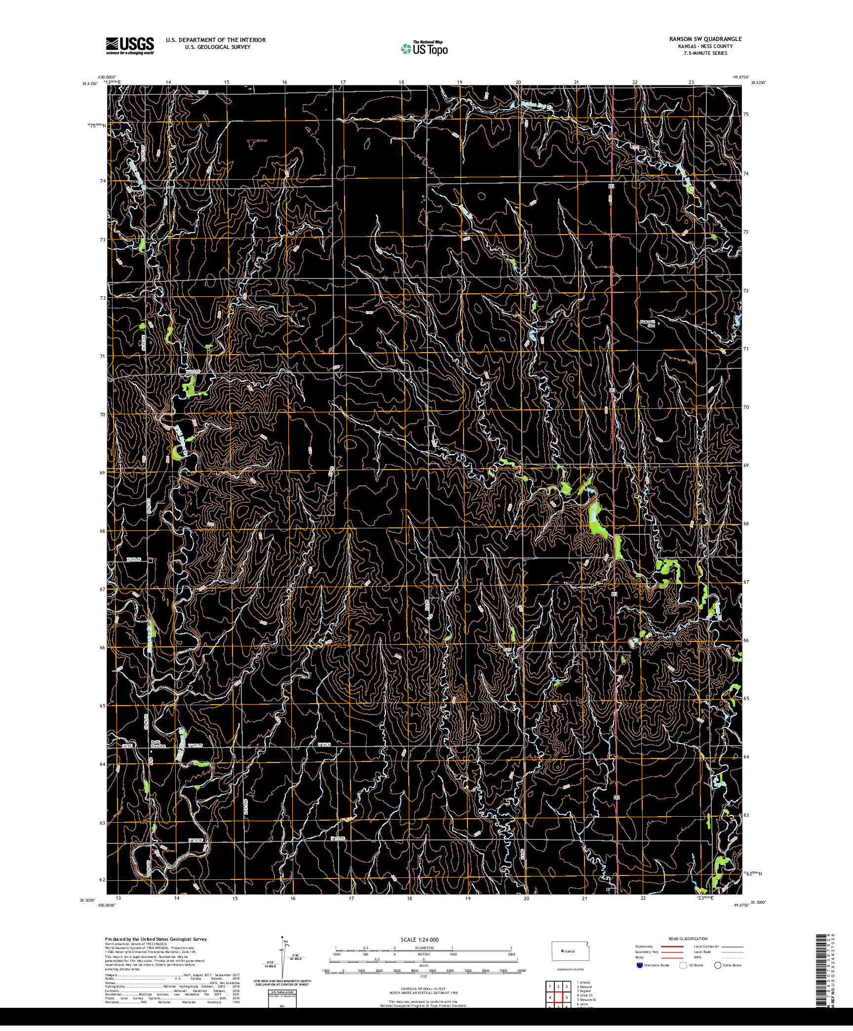 US TOPO 7.5-MINUTE MAP FOR RANSOM SW, KS