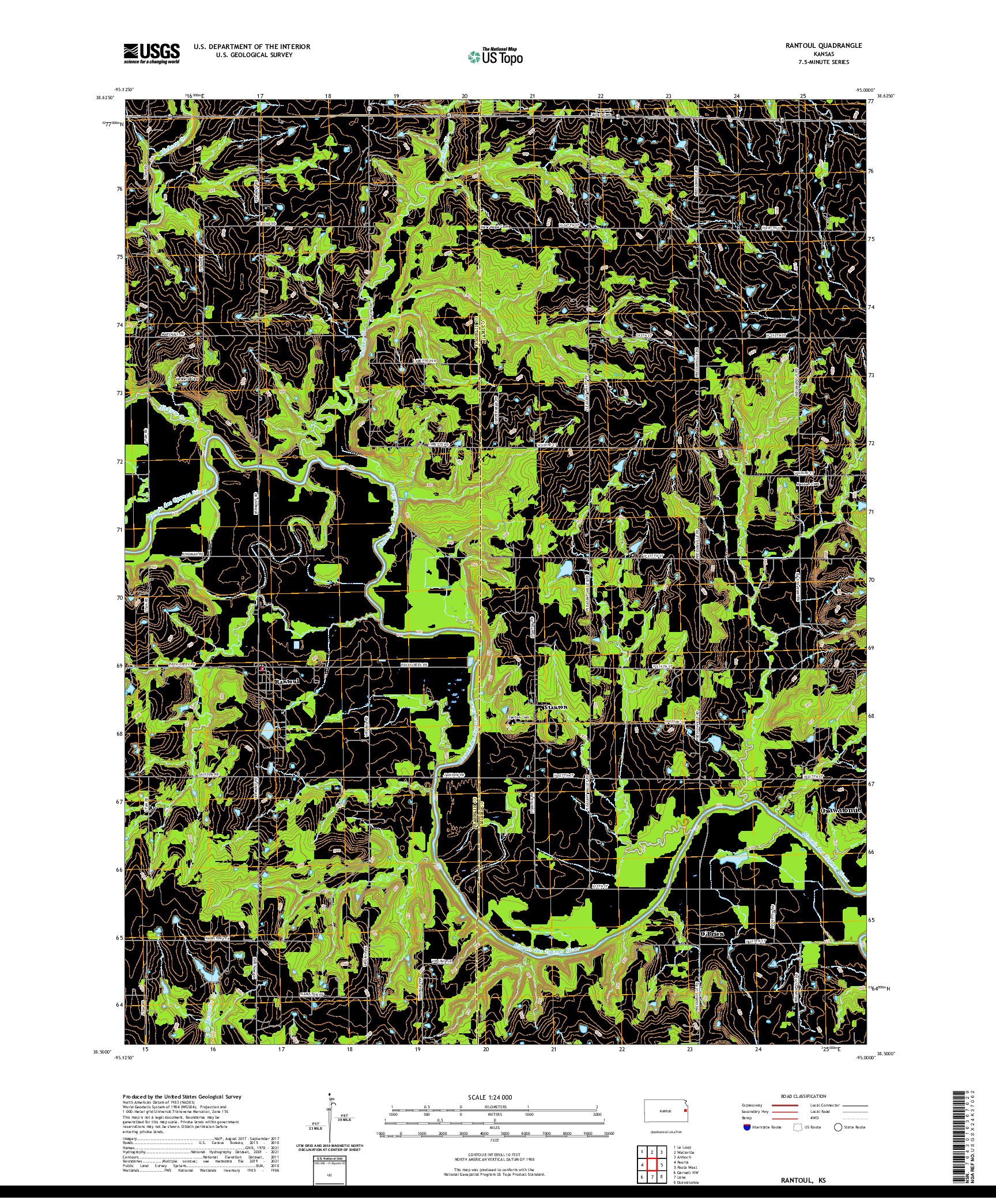 US TOPO 7.5-MINUTE MAP FOR RANTOUL, KS