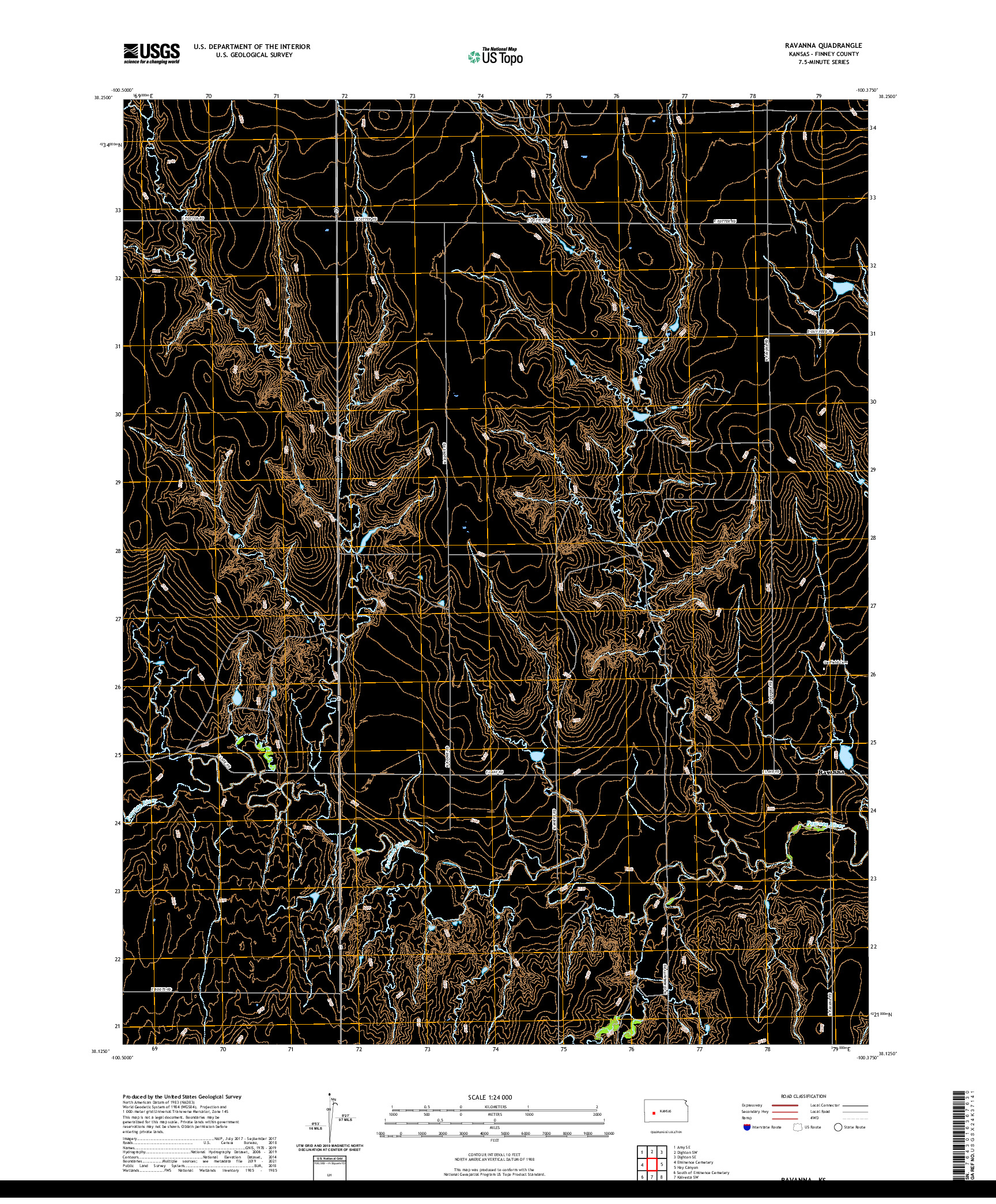 US TOPO 7.5-MINUTE MAP FOR RAVANNA, KS