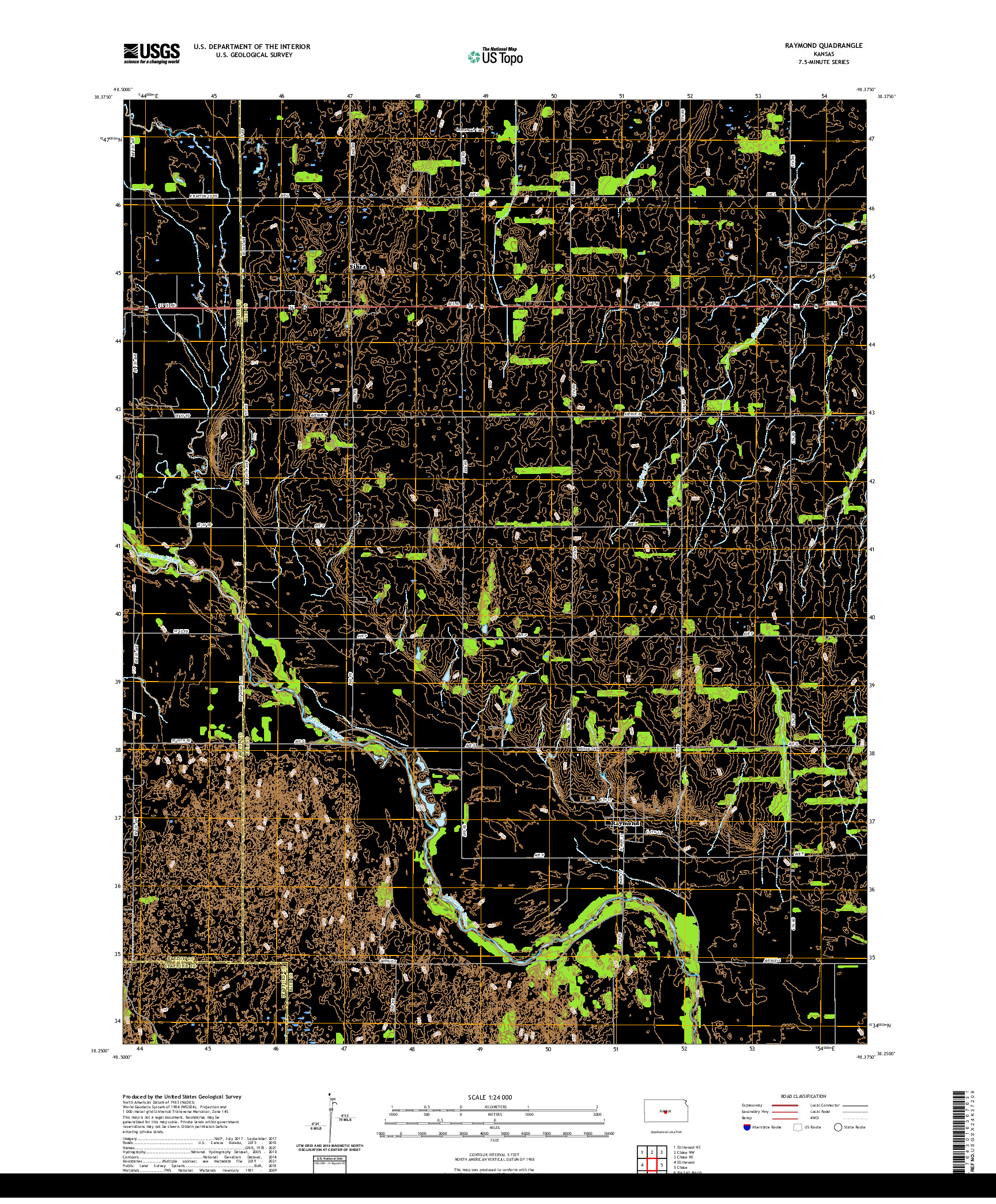 US TOPO 7.5-MINUTE MAP FOR RAYMOND, KS