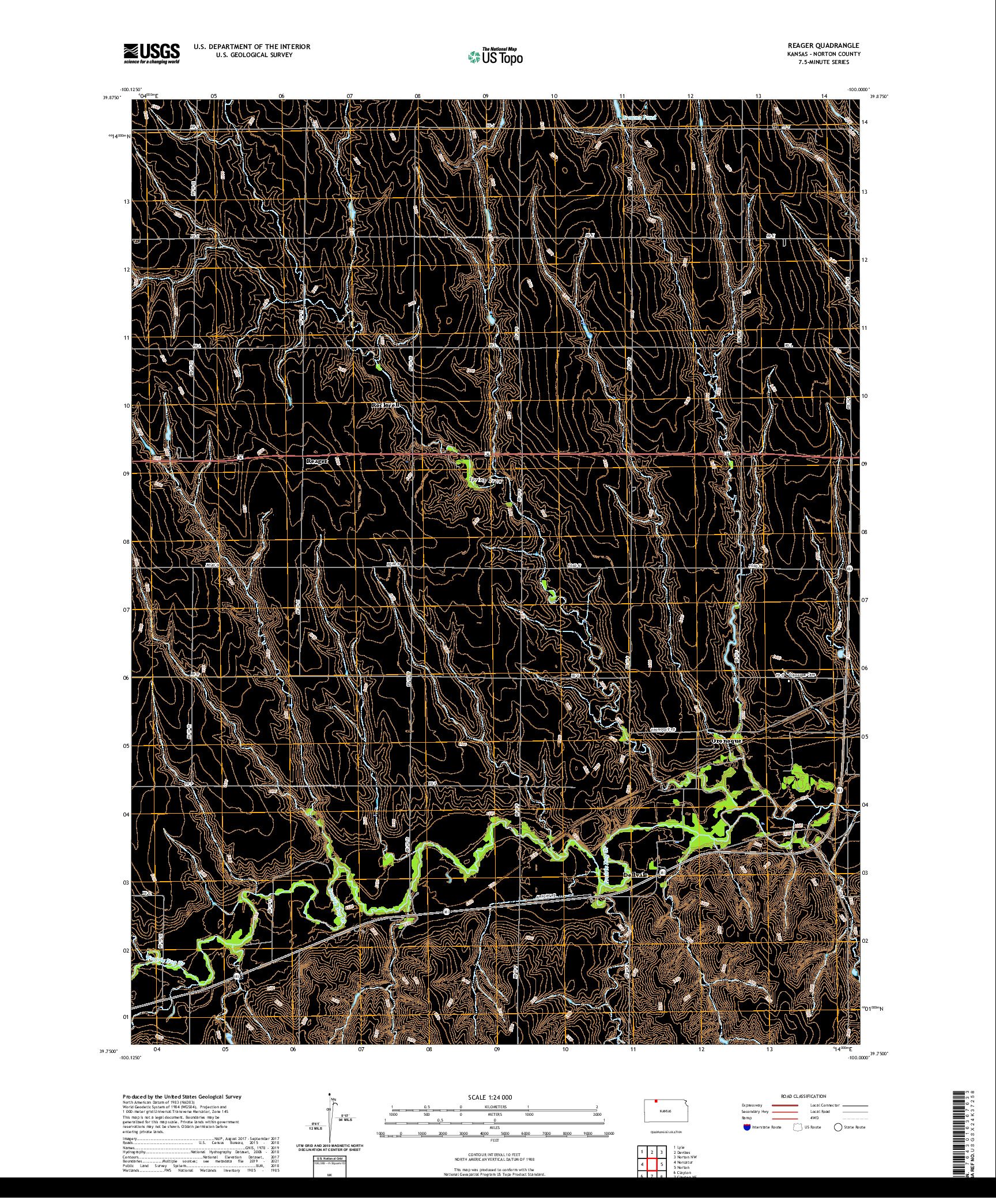 US TOPO 7.5-MINUTE MAP FOR REAGER, KS