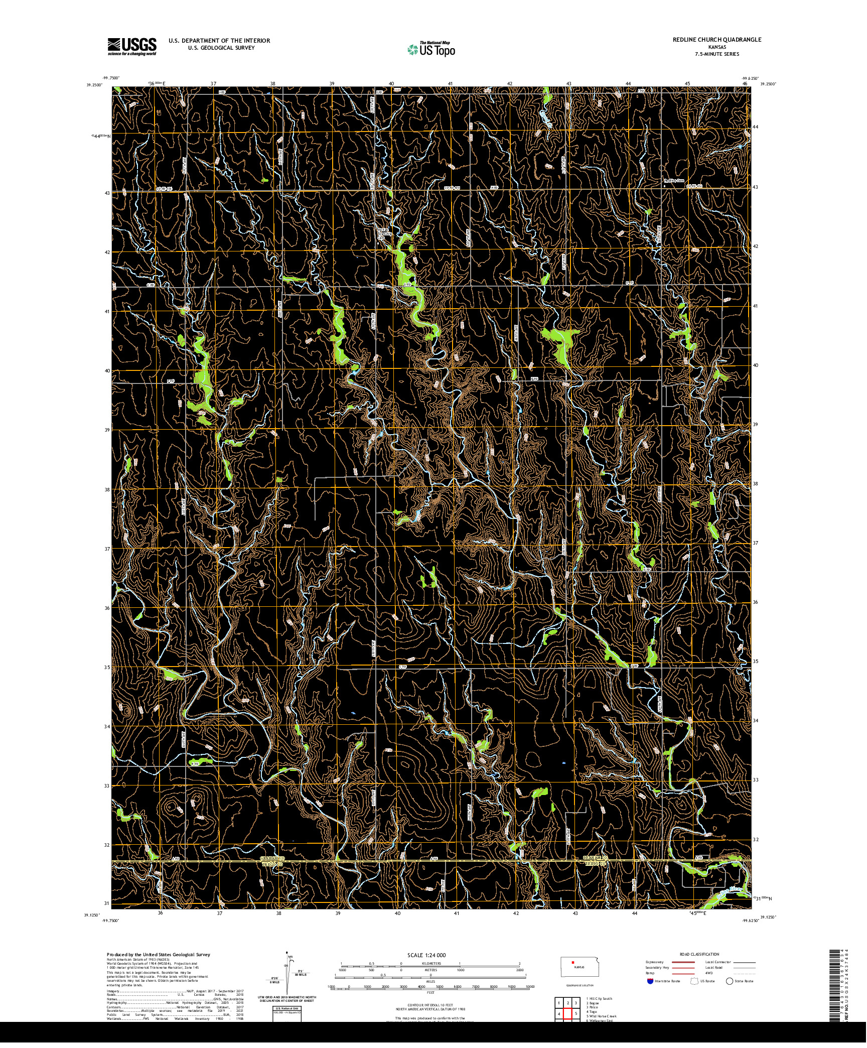 US TOPO 7.5-MINUTE MAP FOR REDLINE CHURCH, KS