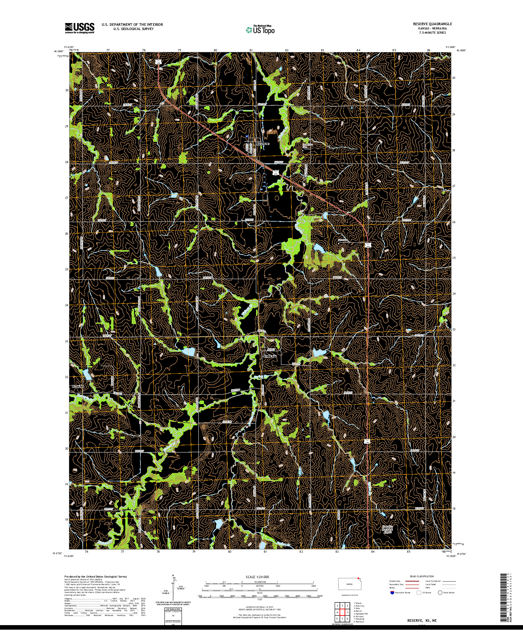 US TOPO 7.5-MINUTE MAP FOR RESERVE, KS,NE