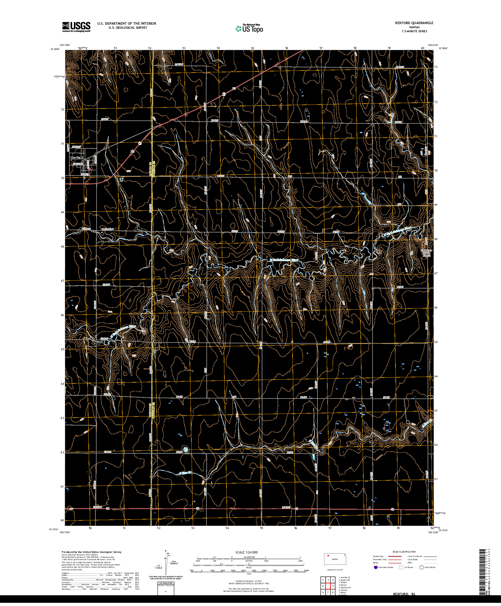 US TOPO 7.5-MINUTE MAP FOR REXFORD, KS