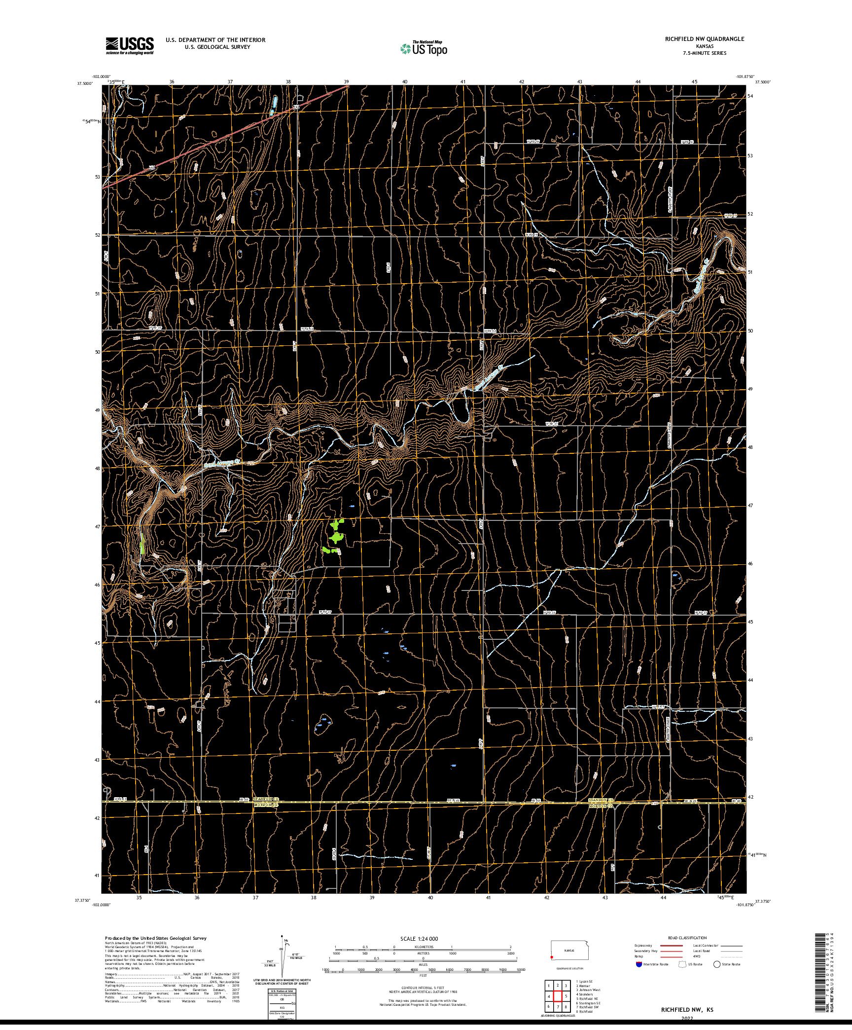 US TOPO 7.5-MINUTE MAP FOR RICHFIELD NW, KS