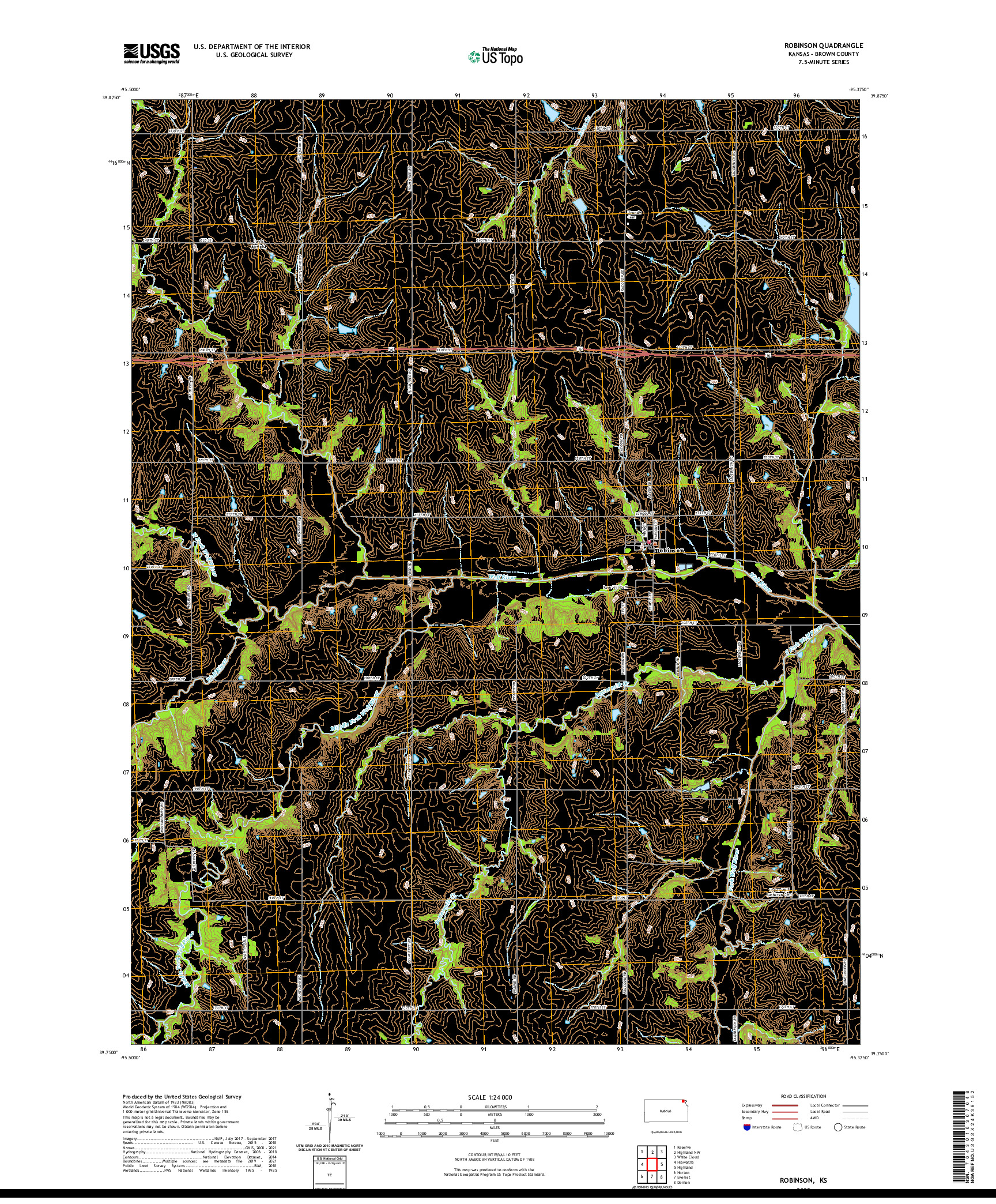 US TOPO 7.5-MINUTE MAP FOR ROBINSON, KS