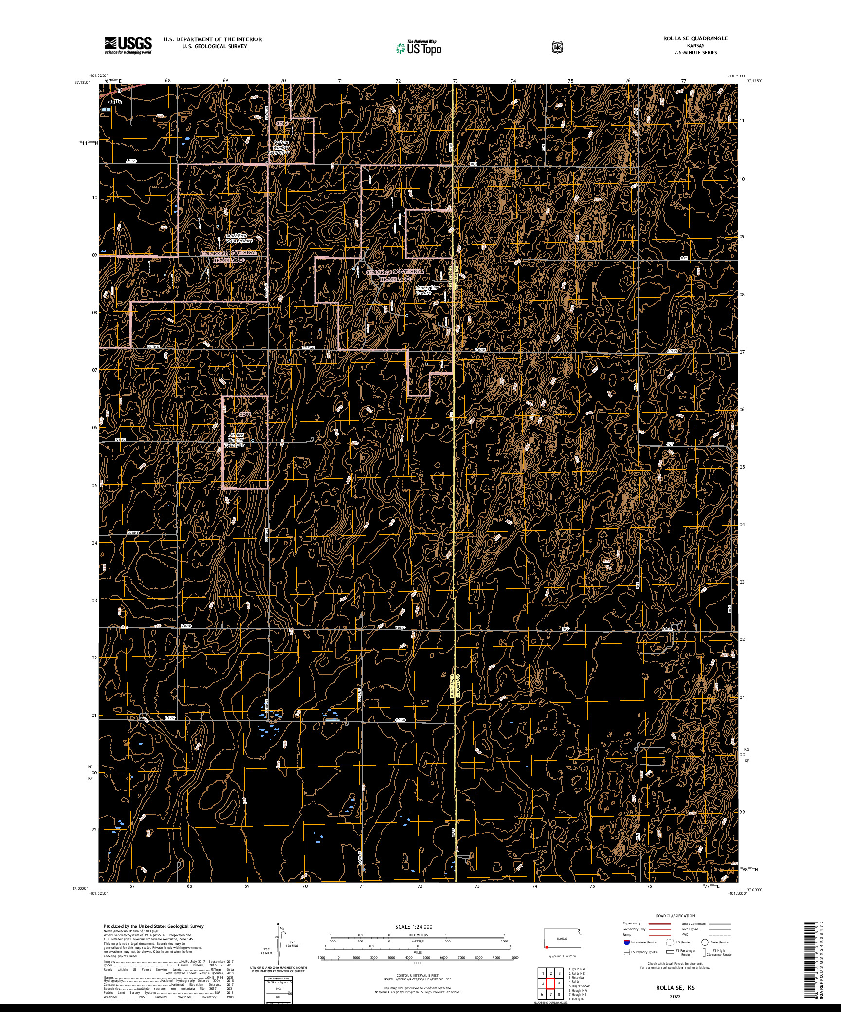 US TOPO 7.5-MINUTE MAP FOR ROLLA SE, KS