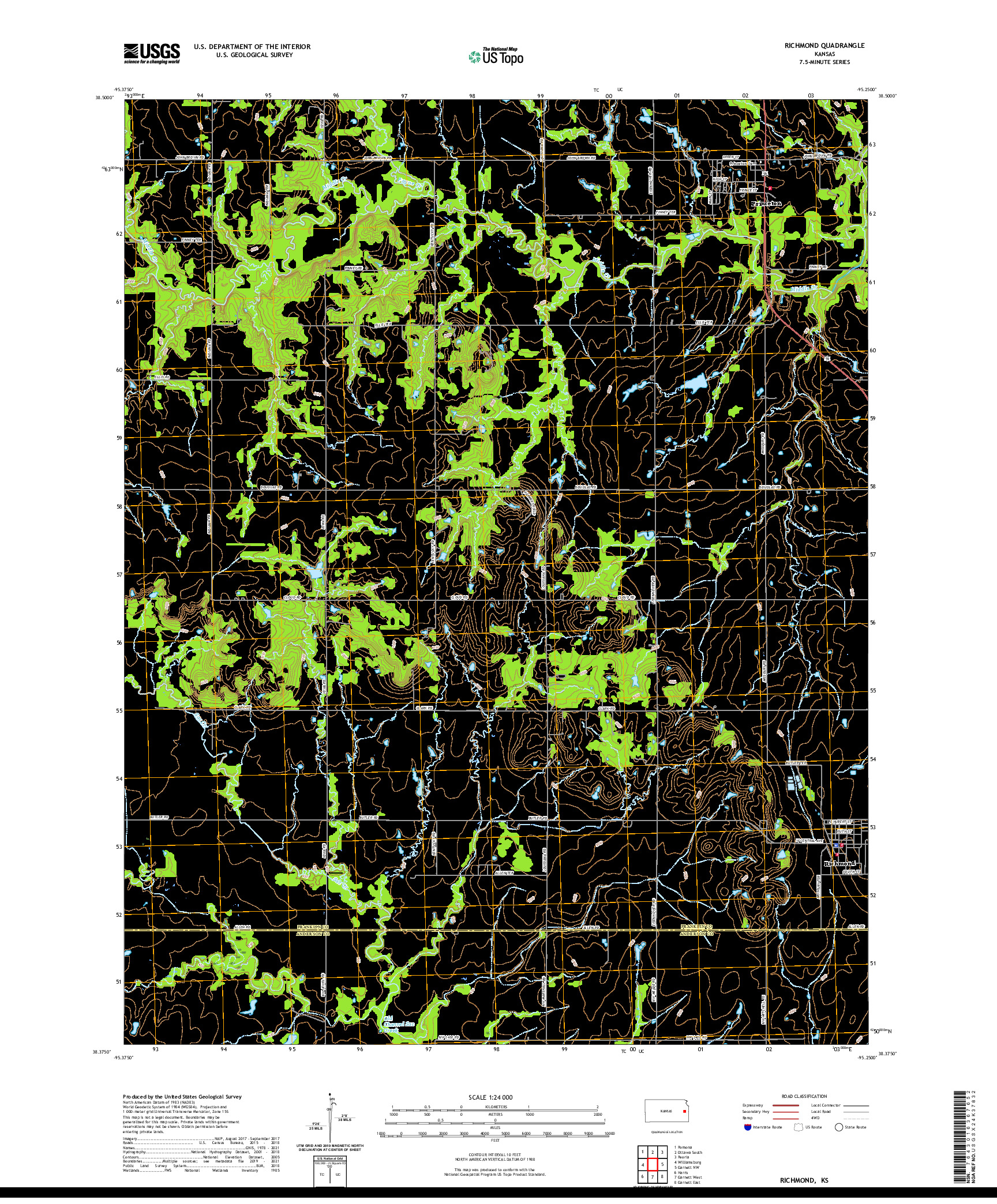 US TOPO 7.5-MINUTE MAP FOR RICHMOND, KS