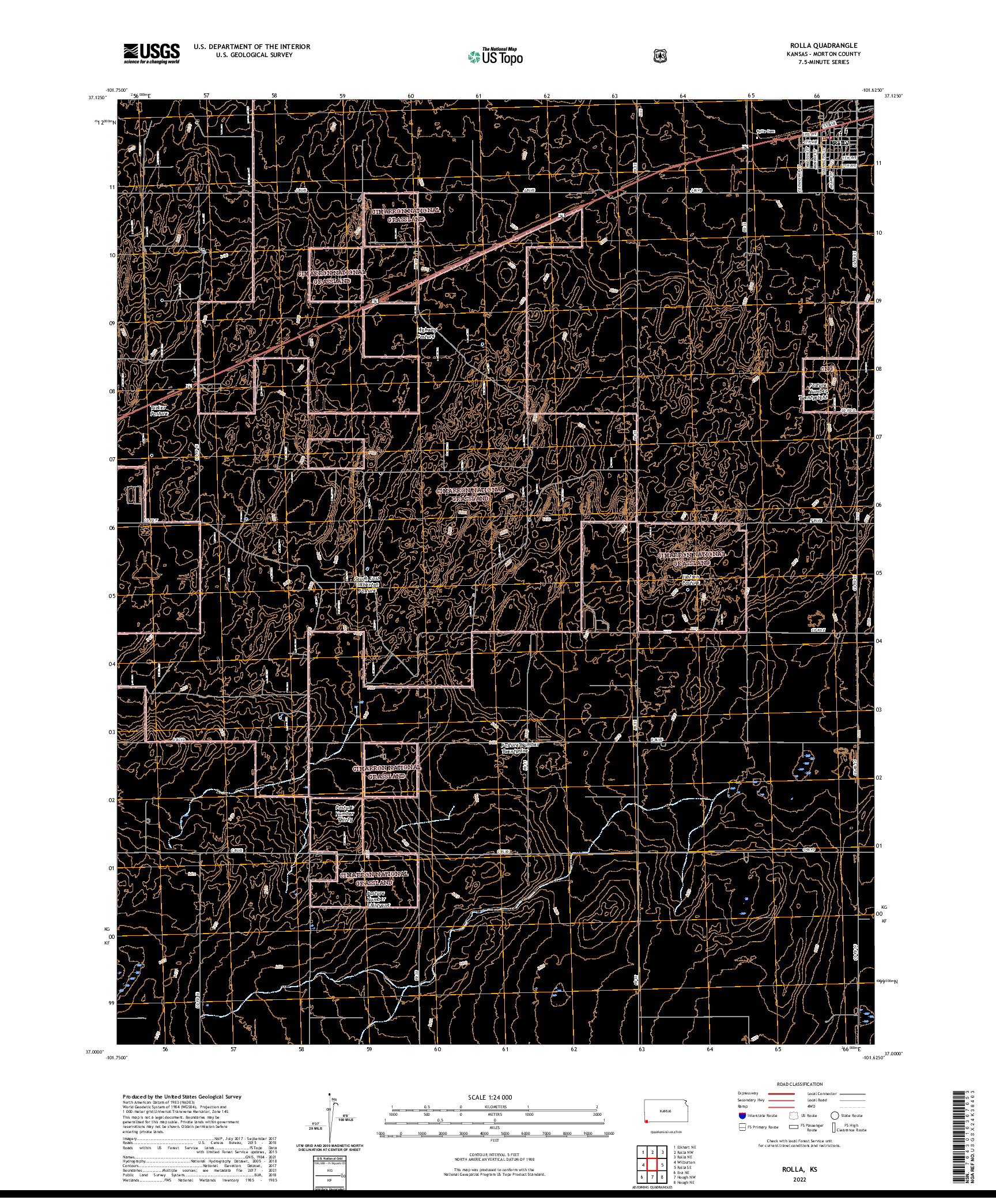 US TOPO 7.5-MINUTE MAP FOR ROLLA, KS