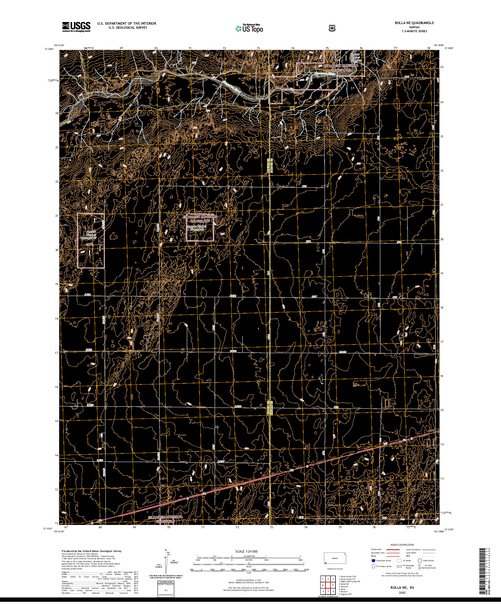 US TOPO 7.5-MINUTE MAP FOR ROLLA NE, KS