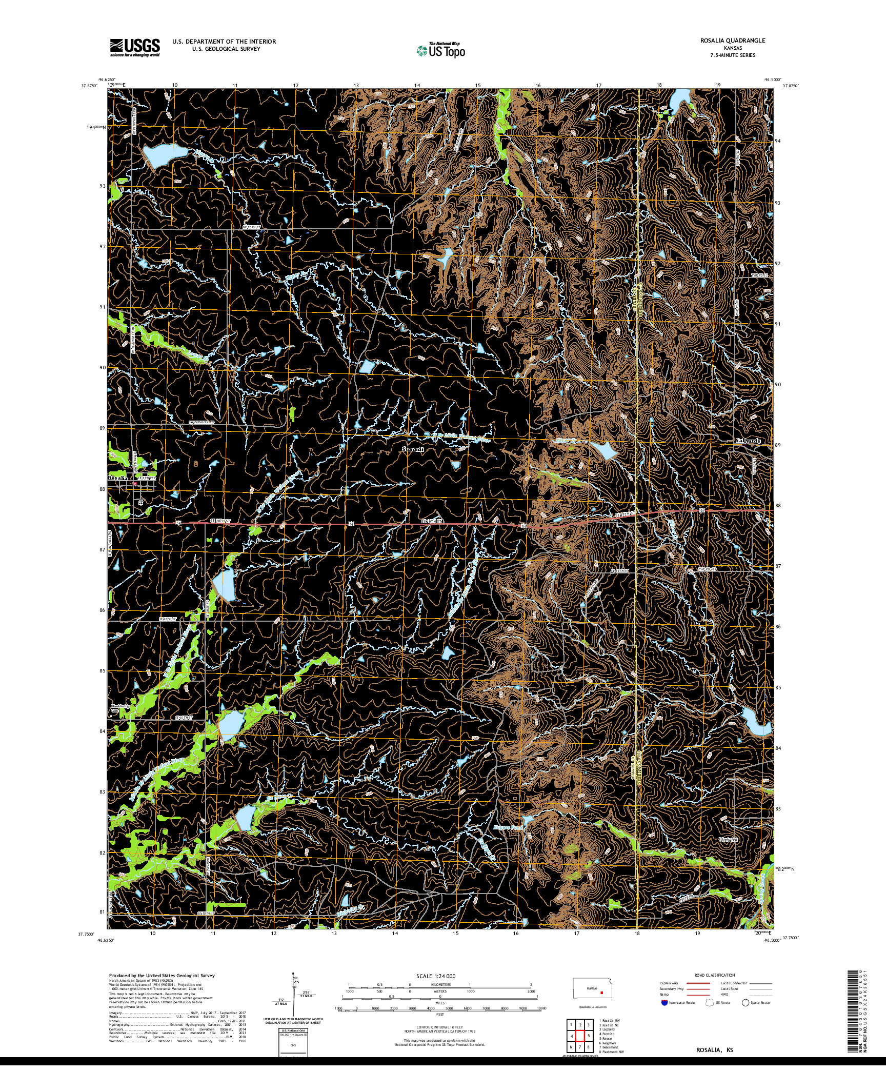 US TOPO 7.5-MINUTE MAP FOR ROSALIA, KS