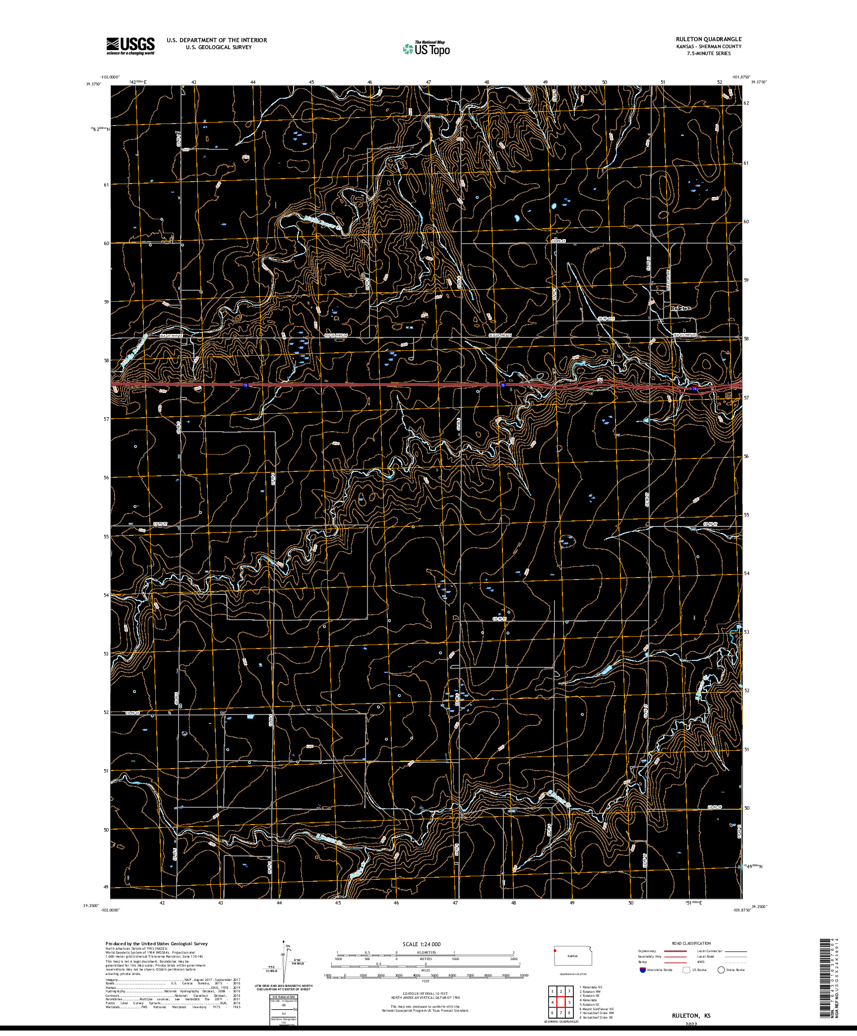 US TOPO 7.5-MINUTE MAP FOR RULETON, KS