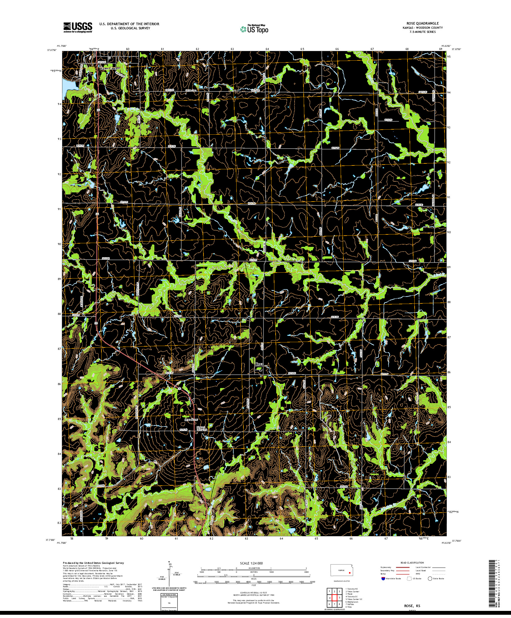 US TOPO 7.5-MINUTE MAP FOR ROSE, KS