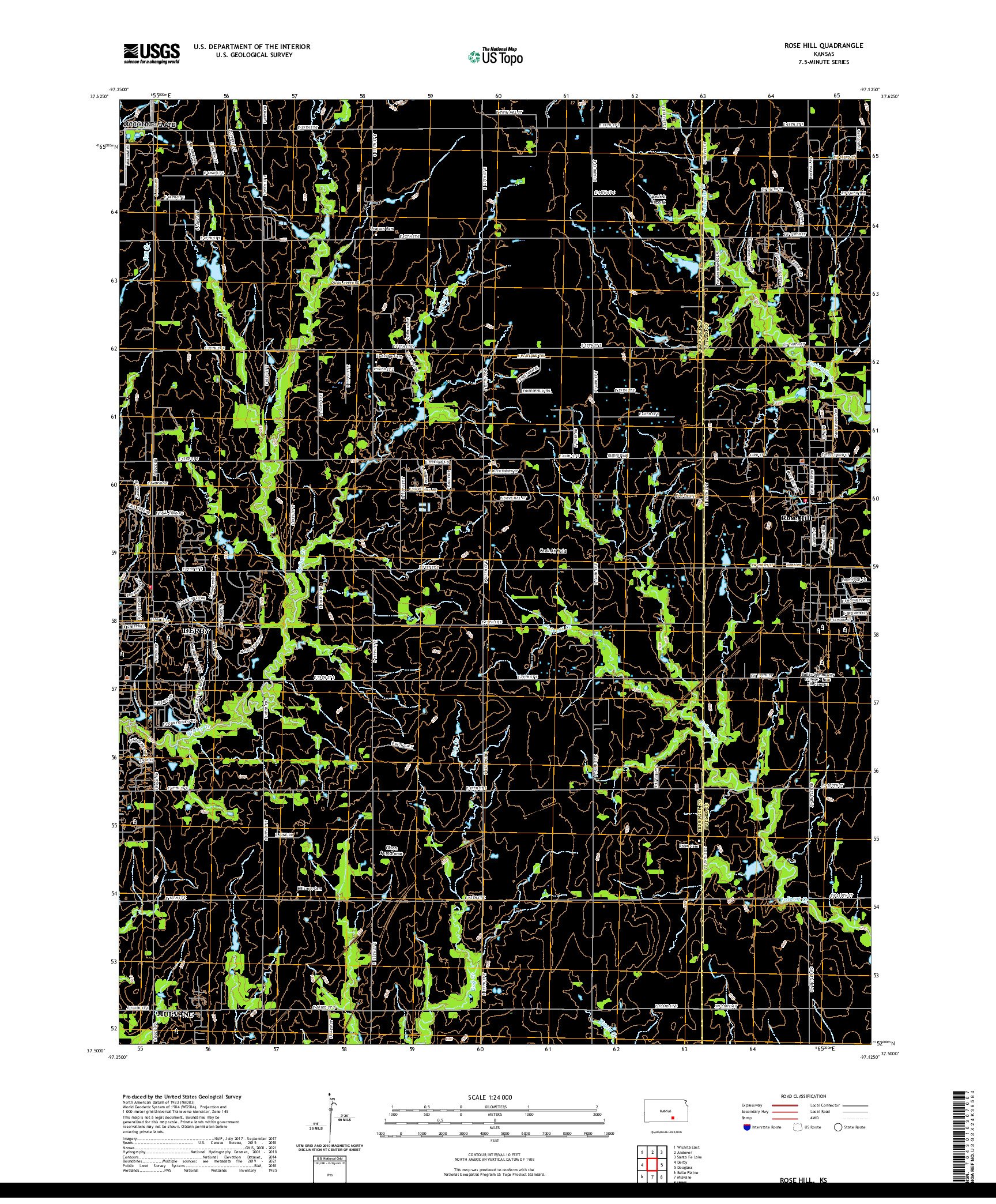 US TOPO 7.5-MINUTE MAP FOR ROSE HILL, KS