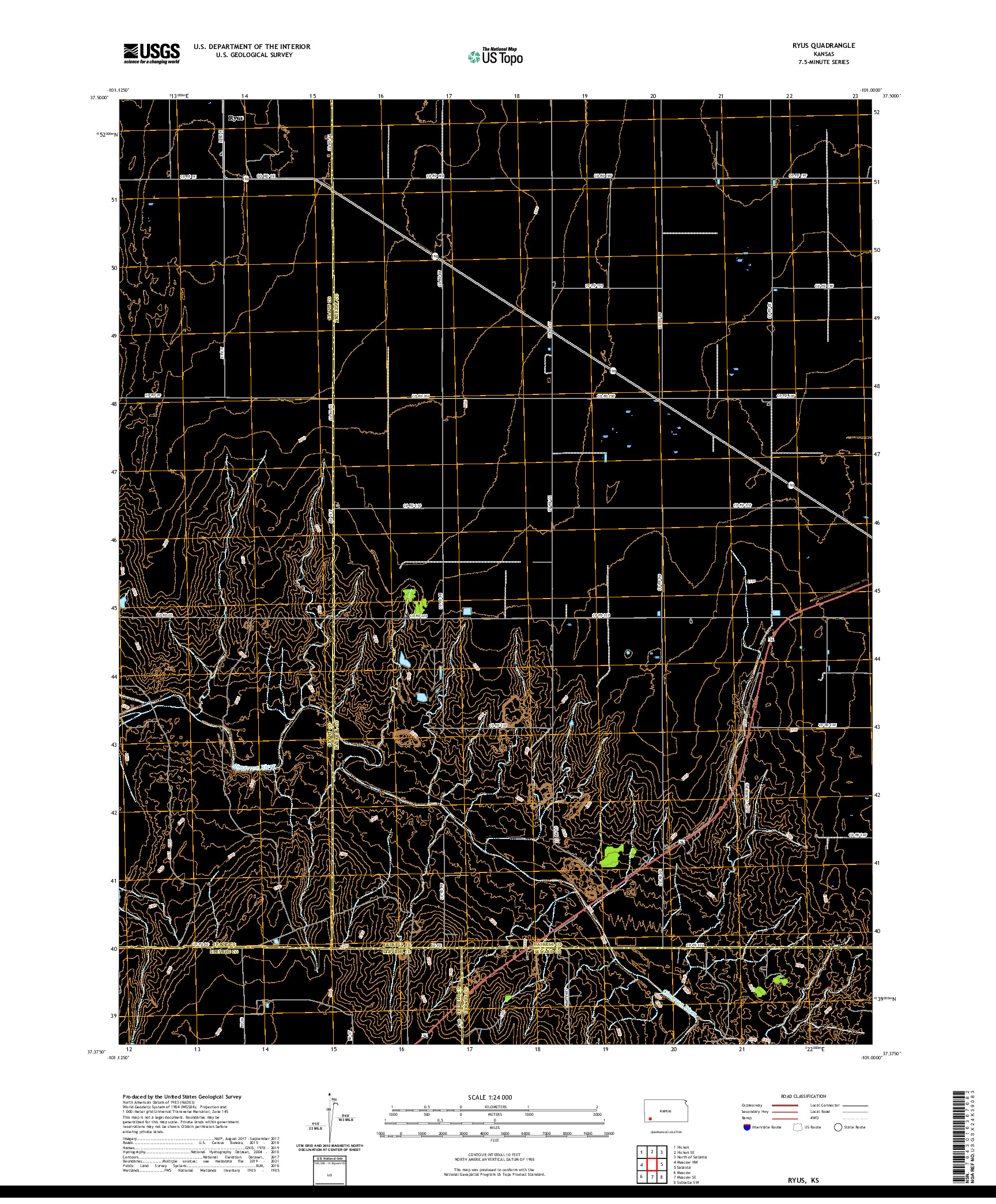 US TOPO 7.5-MINUTE MAP FOR RYUS, KS