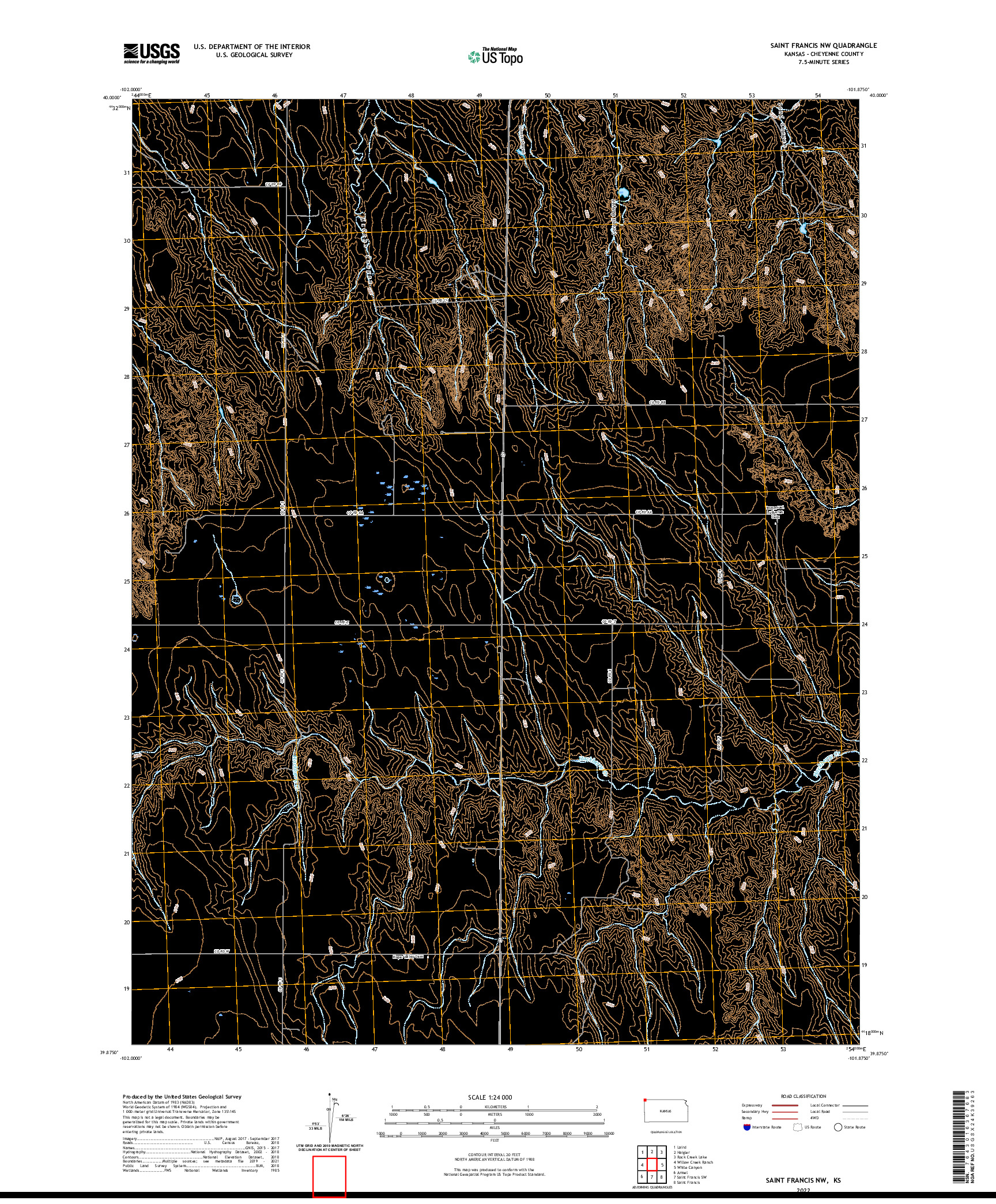 US TOPO 7.5-MINUTE MAP FOR SAINT FRANCIS NW, KS