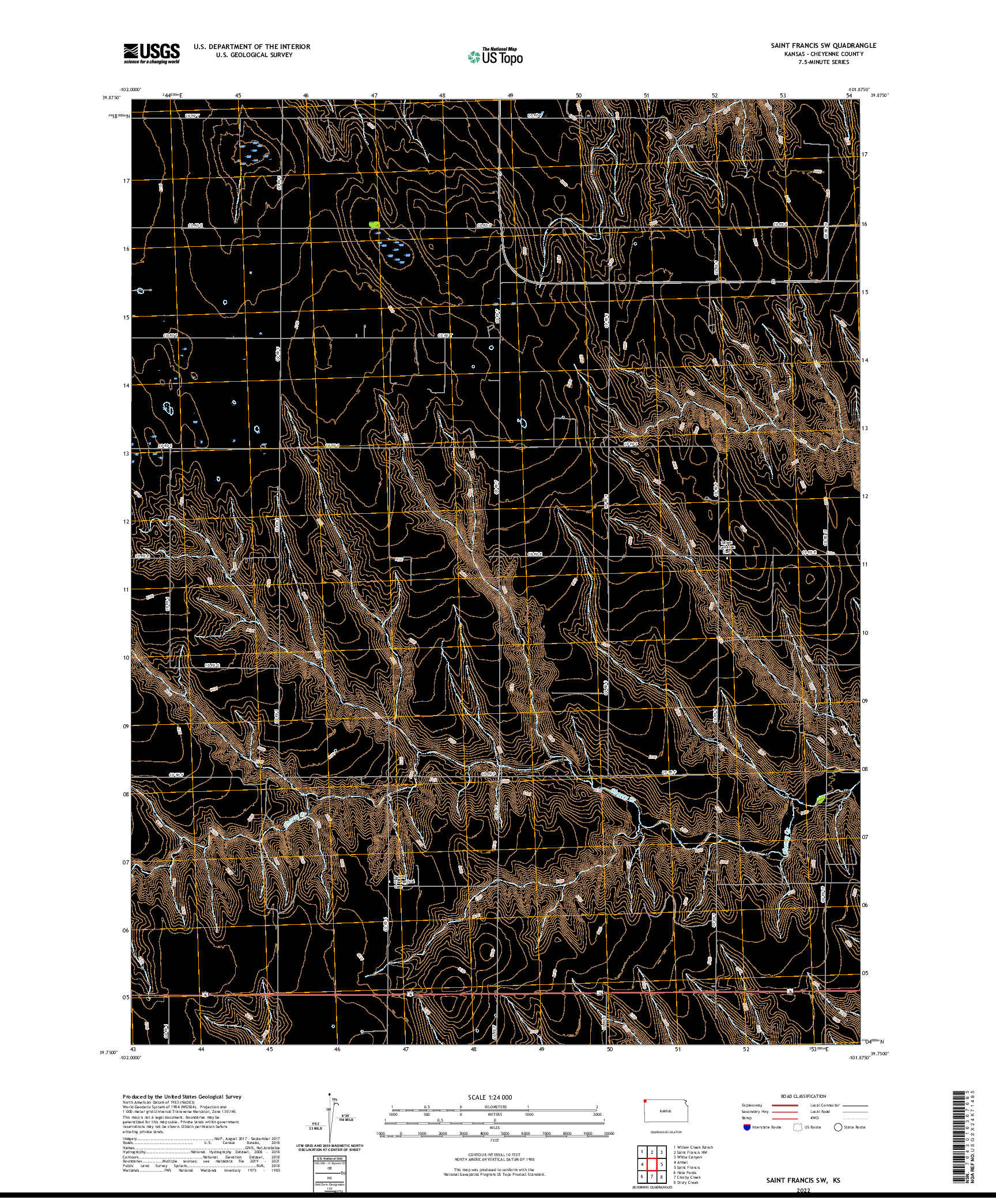 US TOPO 7.5-MINUTE MAP FOR SAINT FRANCIS SW, KS